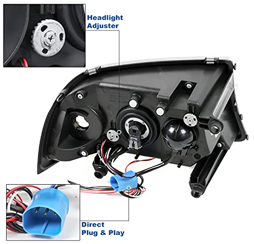 Black LED Halo Projector Headlights Compatible with 1997-2004 Dodge Dakota & 1998-2003 Durango - High Performance Car Lighting for Night Driving & Off-Road Adventures