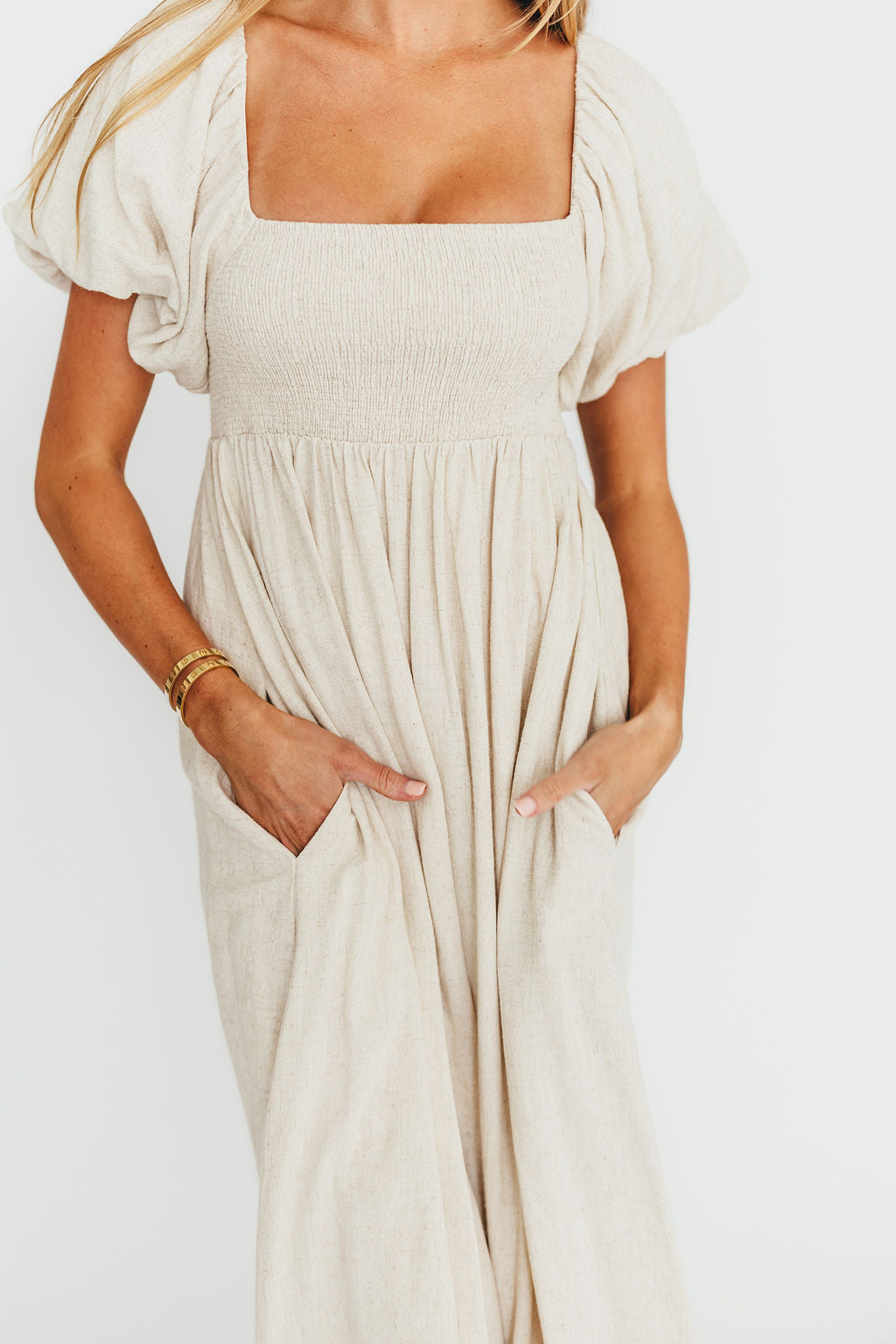 Rosalie Maxi Dress in Linen - Bump Friendly Maternity Dress for Women | Comfortable Summer Dress for Pregnancy, Beach, Vacation & Special Occasions