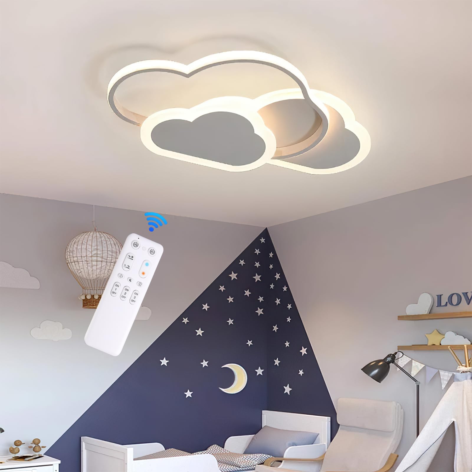 32W Dimmable LED Ceiling Light for Kids Room - Creative Cloud Design Ceiling Lamp for Bedroom, Living Room & Nursery - Perfect for Kids' Bedroom Decor & Night Light