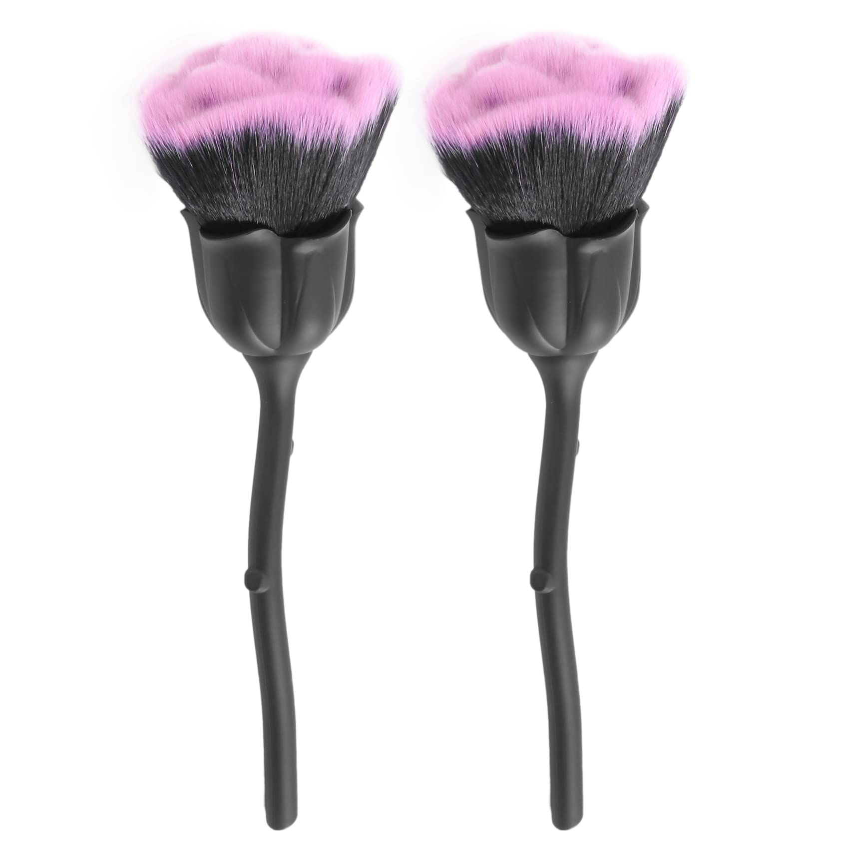 Guindxan 2X Nail Dust Brush - Professional Nail Art Cleaning Brush & Blush Brush Set (Pink & Black) for Manicure, Pedicure & Makeup Application