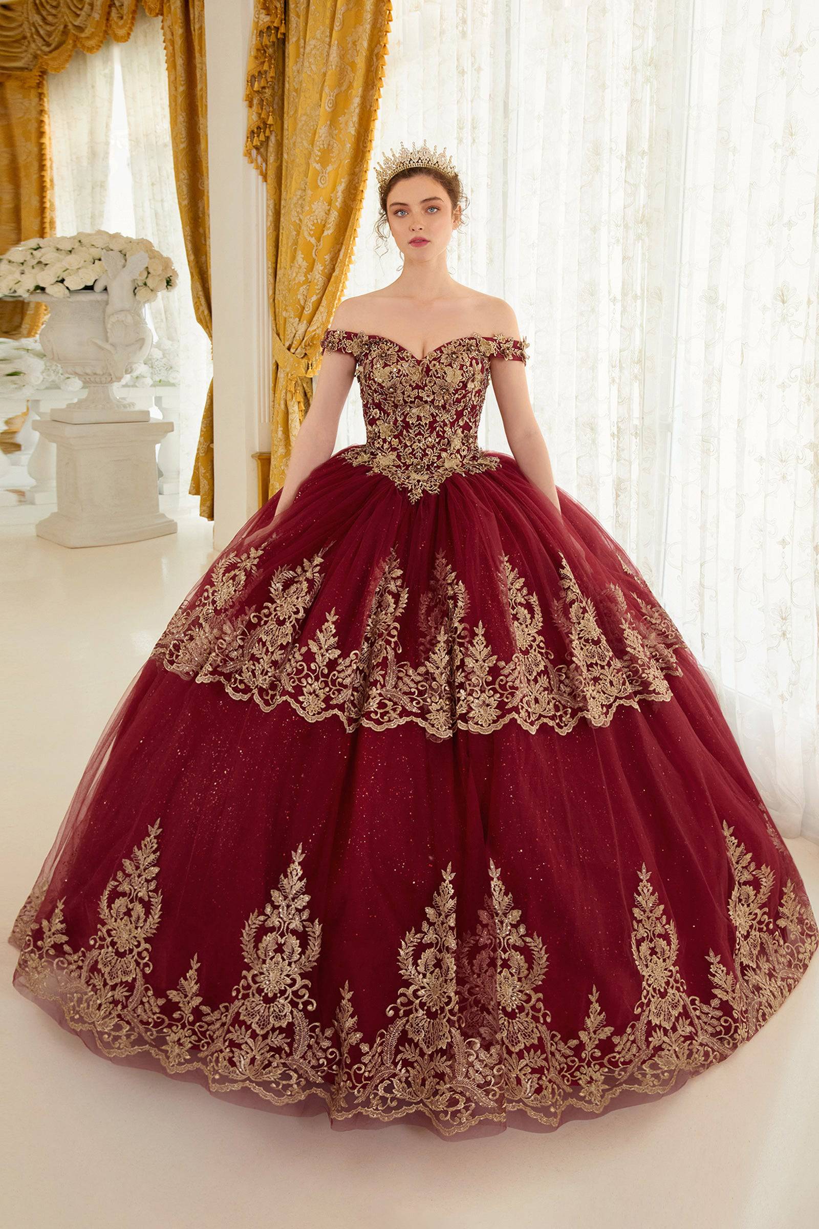 Cinderella Divine 15705 Ladivine Layered Lace Quinceanera Ball Gown - Elegant Sweet 15 Dress for Quinceañera, Prom & Formal Events