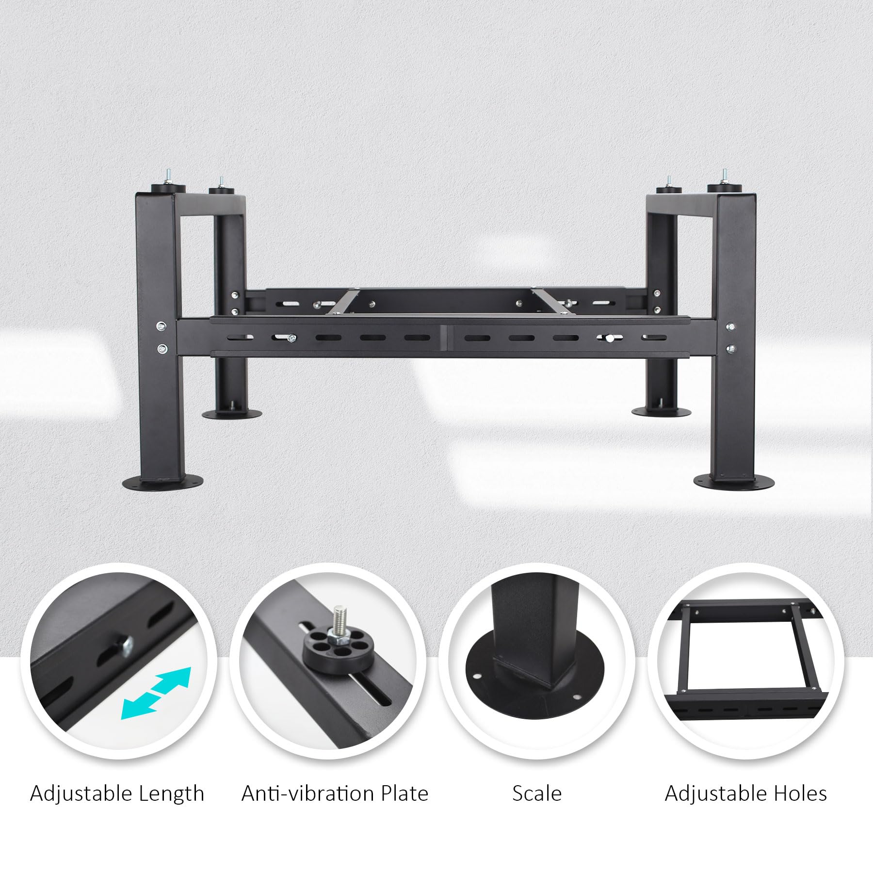 Heavy Duty Adjustable Mini Split AC Stand - 14in Height, 29.5-45.3in Length for 24000-60000 BTU Air Conditioners & Heat Pumps | Outdoor Condenser Support for Home & Commercial HVAC Systems