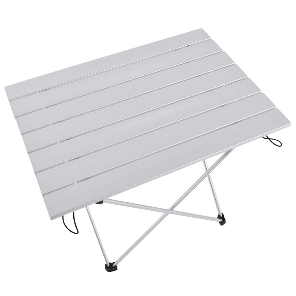Shanrya Durable Aluminum Alloy Folding Desk - Portable Outdoor Table for Camping, Picnics, Parties & Backyard Use (Large Size, Natural Color) | Perfect for Beach Trips, Tailgating & RV Adventures