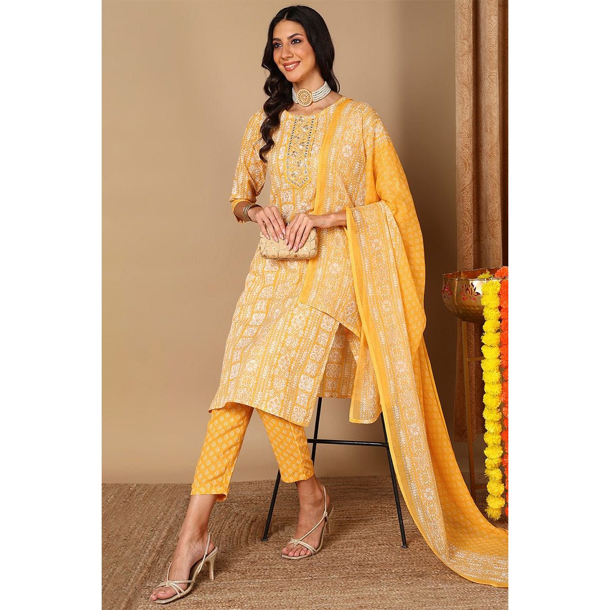 Stylish Yellow Cotton Kurta Set for Women | Festive & Party Wear | Comfortable Ethnic Outfit for Diwali, Weddings & Special Occasions