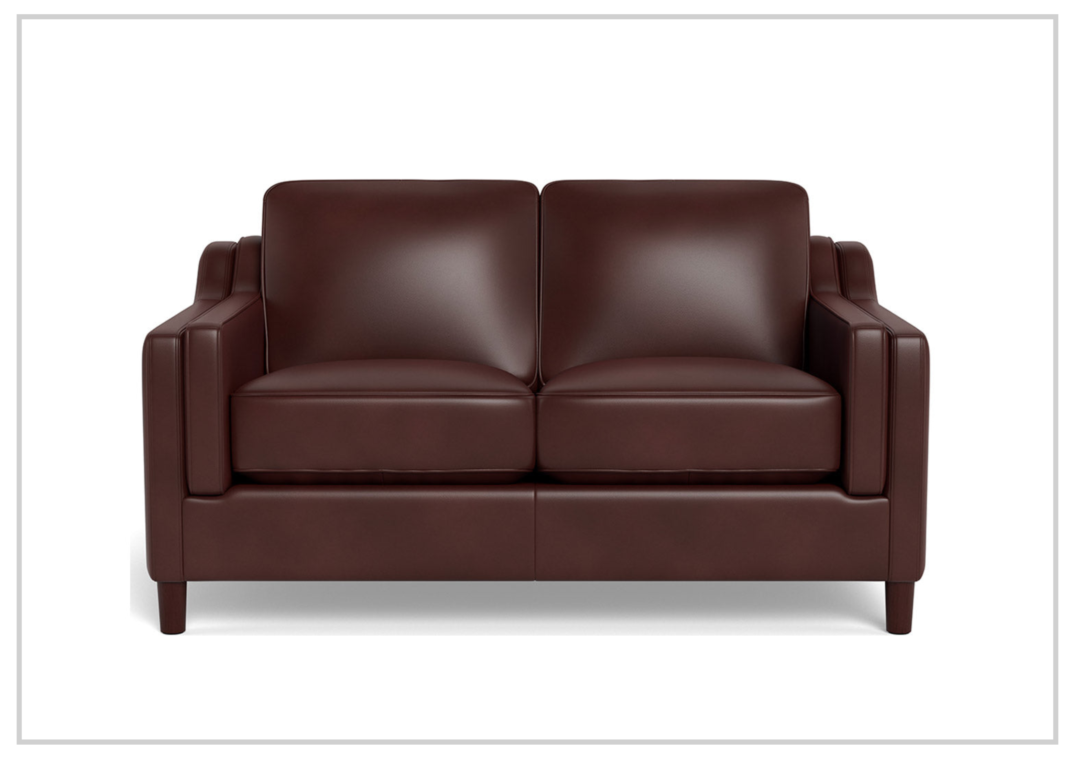 Hydeline Bella Stationary Leather Loveseat with Track Arms - Premium Faux Leather Sofa for Living Room, Office & Small Spaces - Comfortable Two-Seater Couch for Relaxing & Entertaining