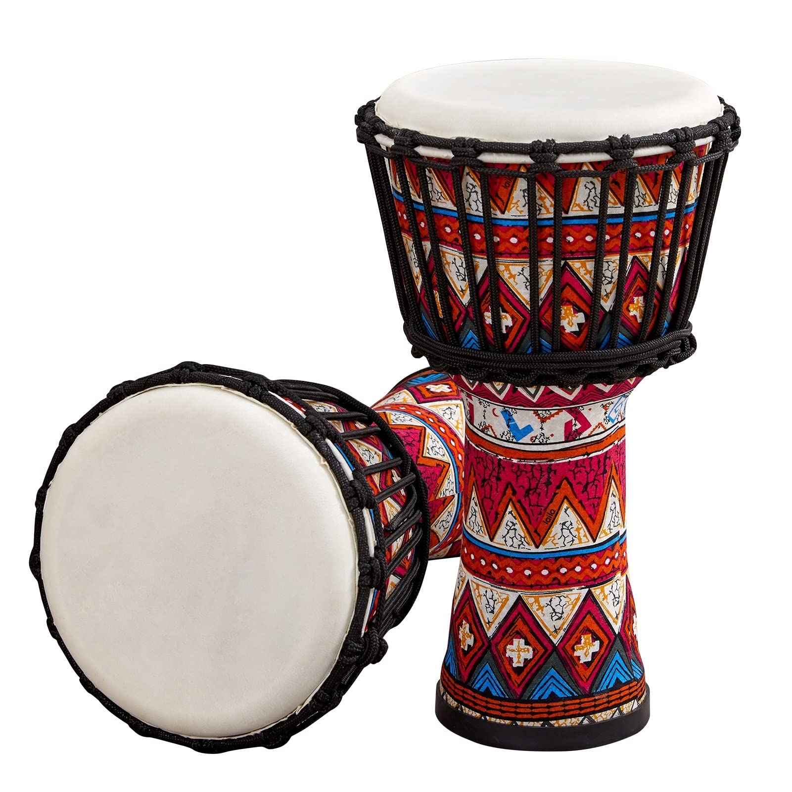 8 Inch African Djembe Hand Drum - Portable Percussion Instrument with Colorful Art Patterns for Music Lovers, Drum Circles & Cultural Performances (Color: 3)