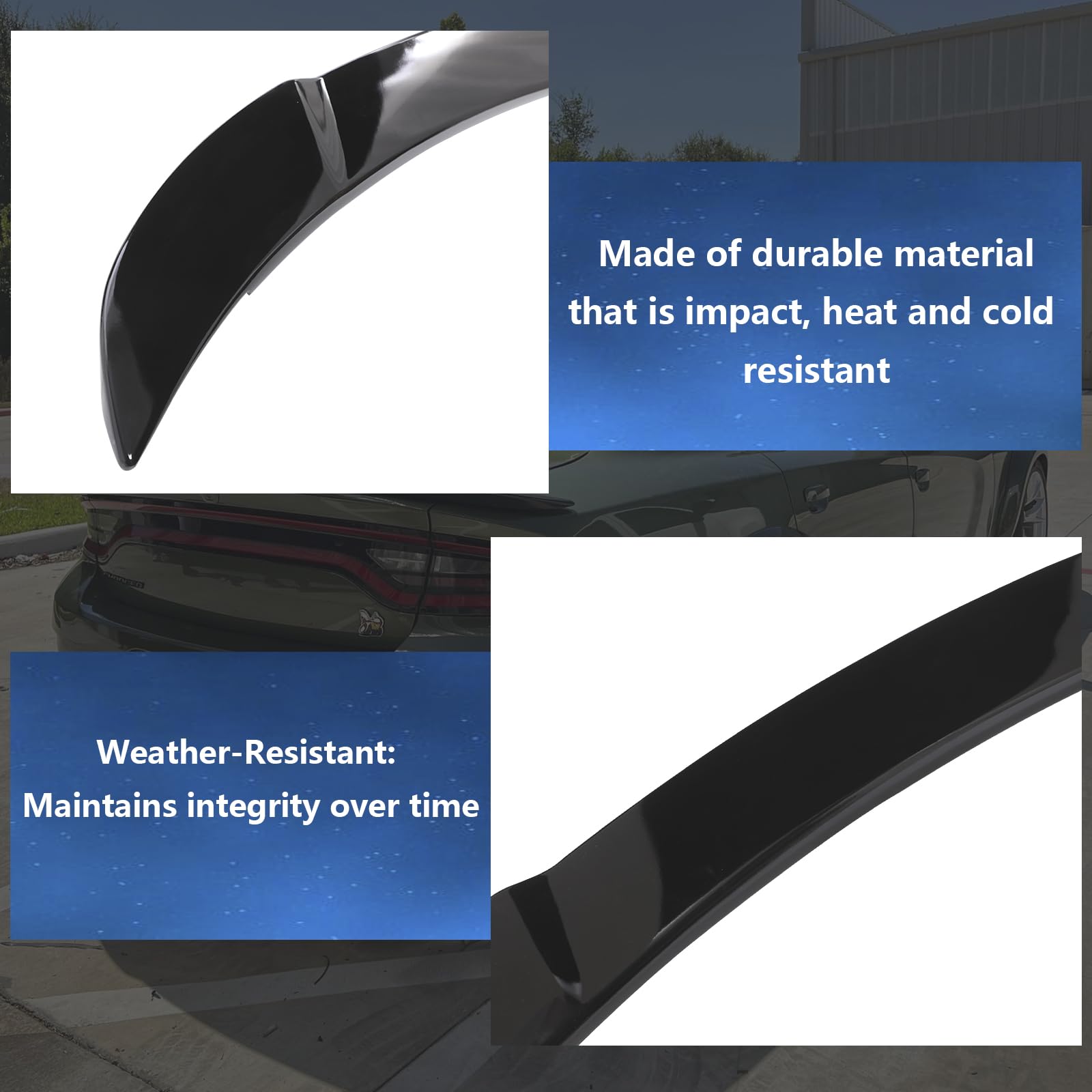 2015-2024 Dodge Charger Spoiler - High Gloss Black Rear Wing for SXT, SRT, SE, Daytona, RT, GT, Hellcat & Scat Pack Models | Enhances Aerodynamics & Sporty Look | Perfect for Car Enthusiasts & Street Racing