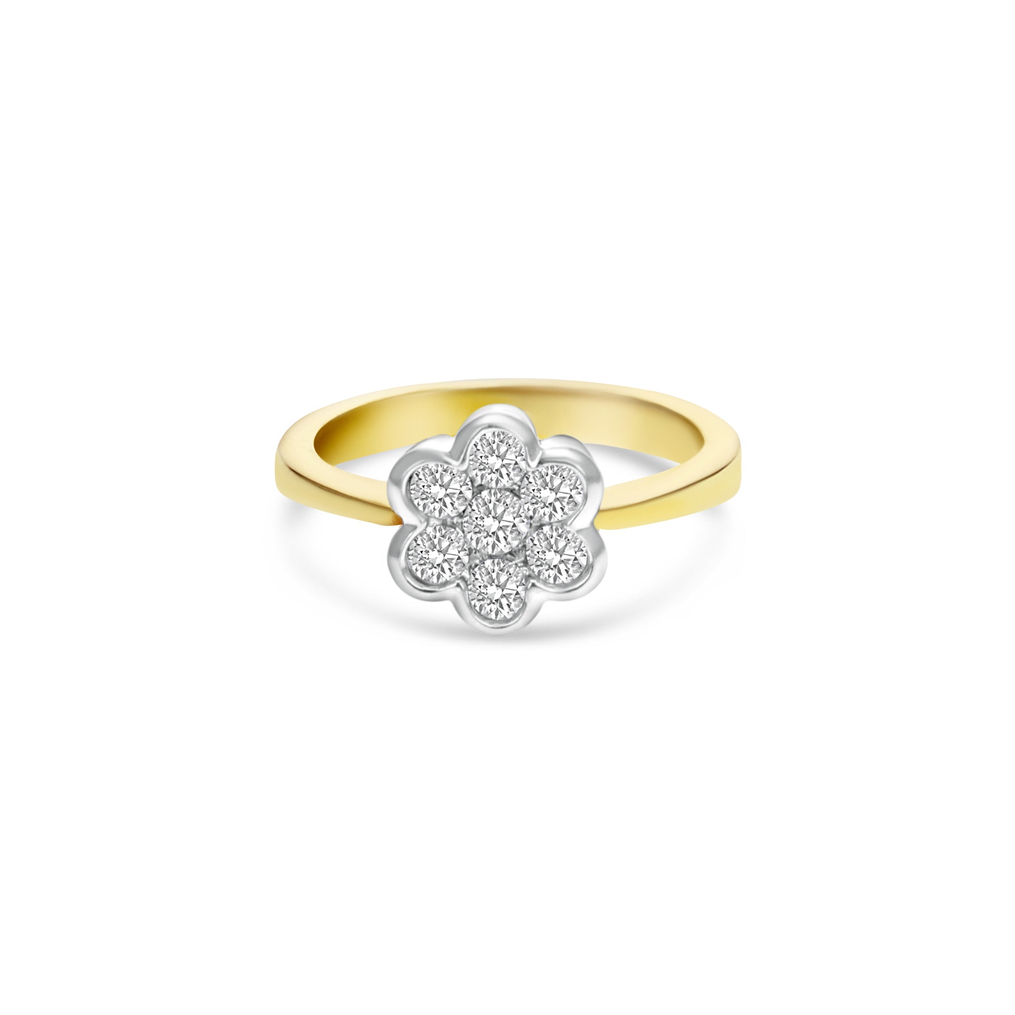 14K Yellow Gold Flower Shaped Diamond Ring .51cttw - Elegant Floral Engagement Ring for Women, Perfect for Weddings, Anniversaries & Romantic Gifts