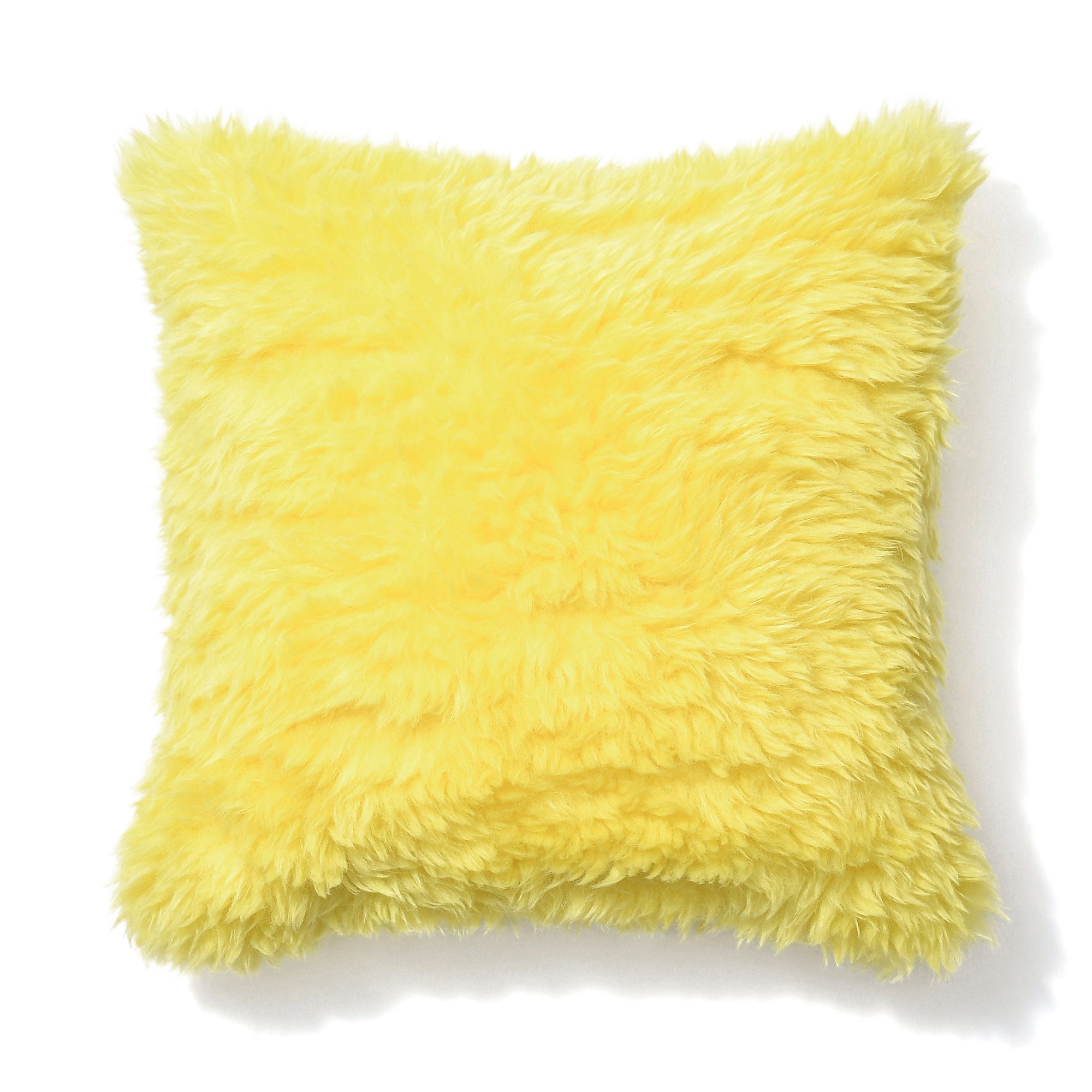 Premium 450x450 Fur V Cushion Cover - Soft Light Yellow Decorative Pillow Case for Living Room Sofa, Bedroom & Home Decor