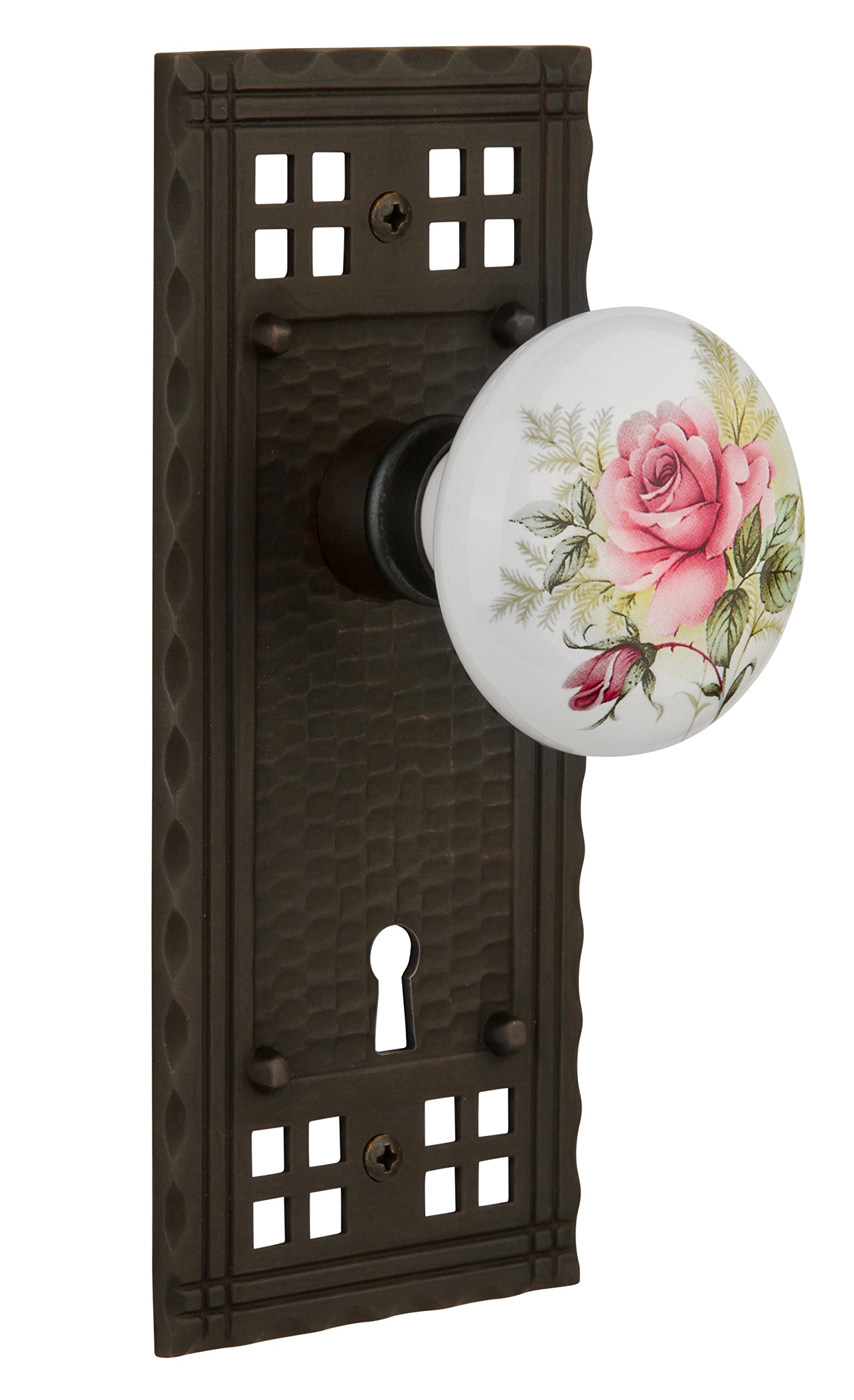 Vintage White Rose Porcelain Cabinet Knob - 2.375