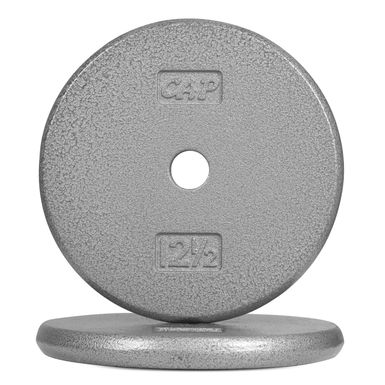 CAPHAUS Grey Solid Cast Iron Weight Plates - 1-Inch Center Hole for Standard Barbells & Dumbbells (1.25LB to 50LB Options) - Perfect for Home Gym, Strength Training & CrossFit Workouts
