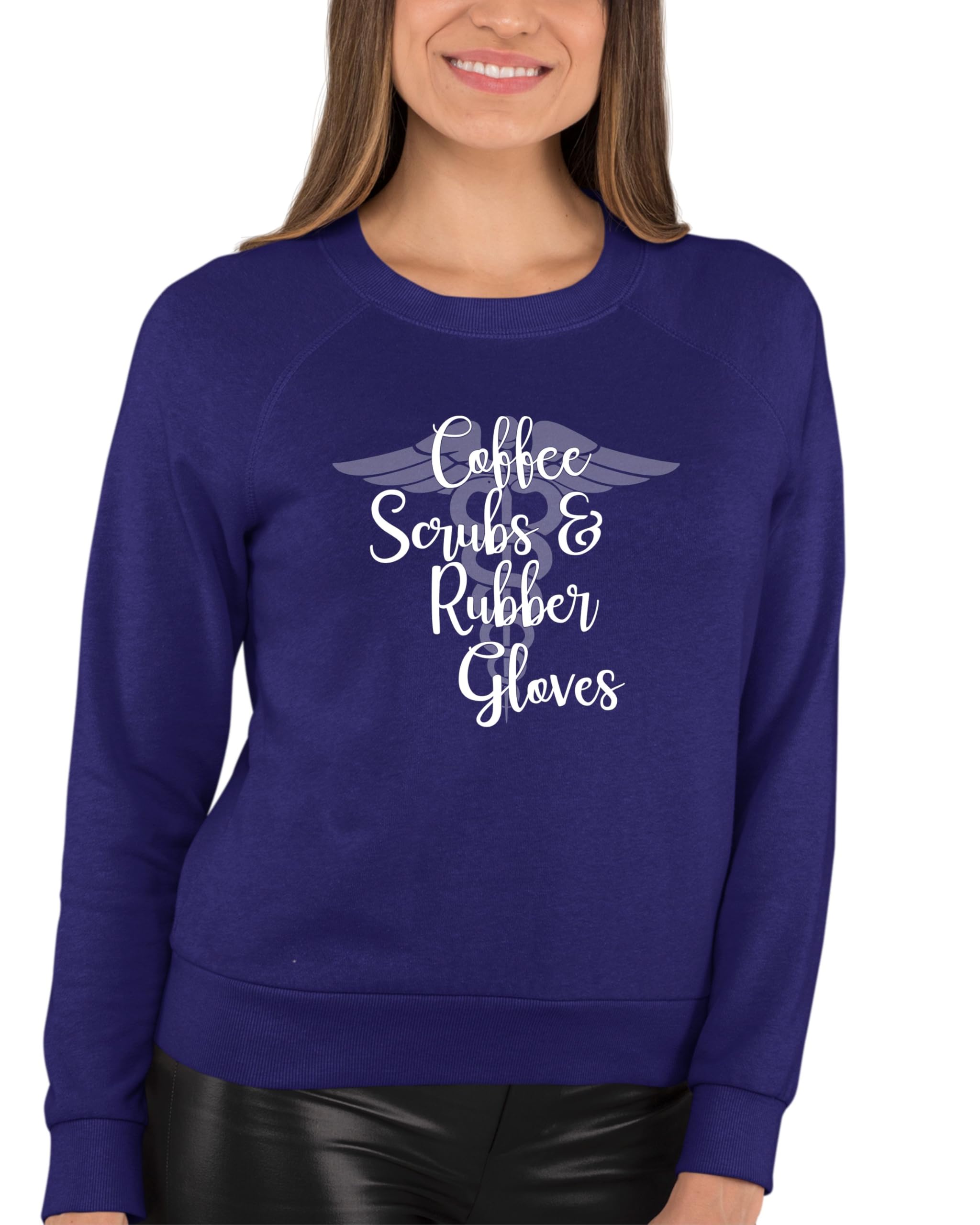 Premium Exfoliating Coffee Scrub for Adults & Medical-Grade Rubber Gloves - Nurse Doctor Healthcare Crewneck Sweatshirt for Spa Days & Clinical Work