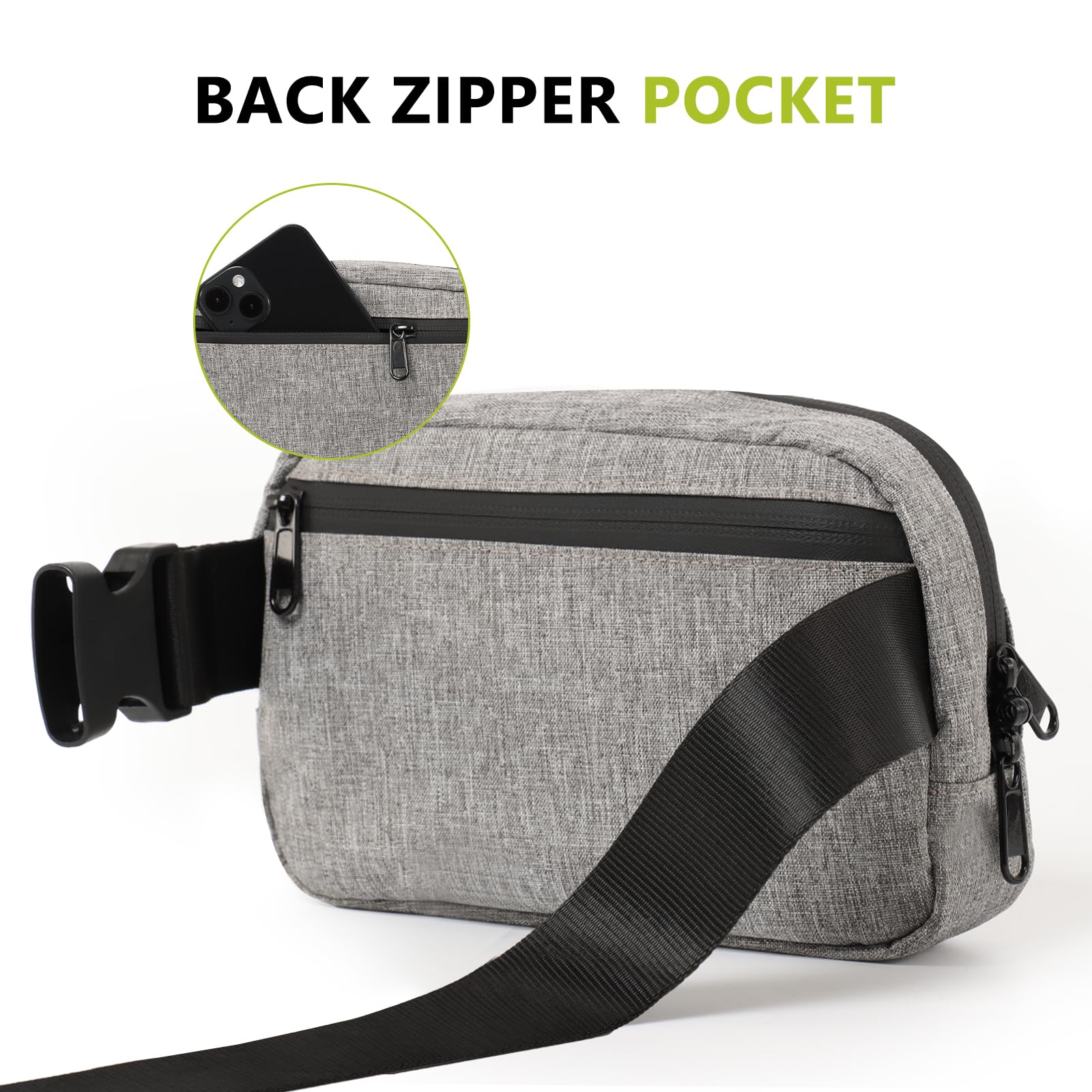 Carbon Fiber Mini Belt Bag - Waterproof Unisex Crossbody Bag with Adjustable Strap & 2 Pockets for Workout, Running, Gym, Hiking & Travel | Lightweight & Durable (Grey)