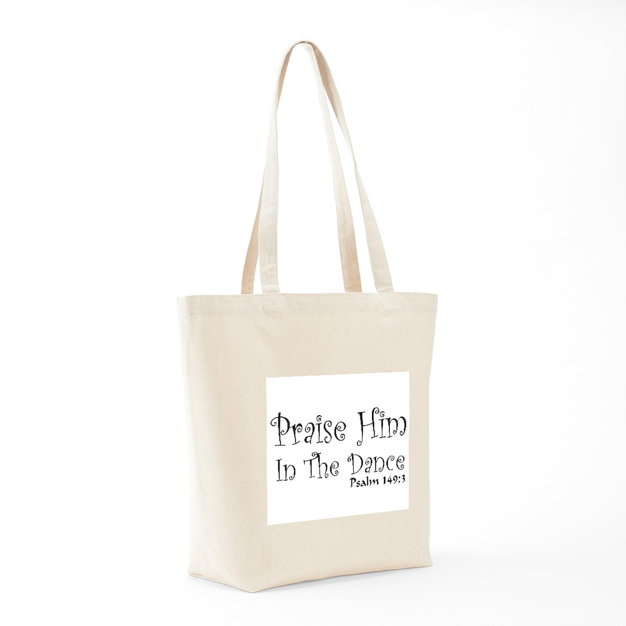 Praise Him Dance Tote Bag - Natural Canvas Reusable Shopping Bag for Church, Bible Study & Christian Events - Eco-Friendly Grocery Tote with Inspirational Design