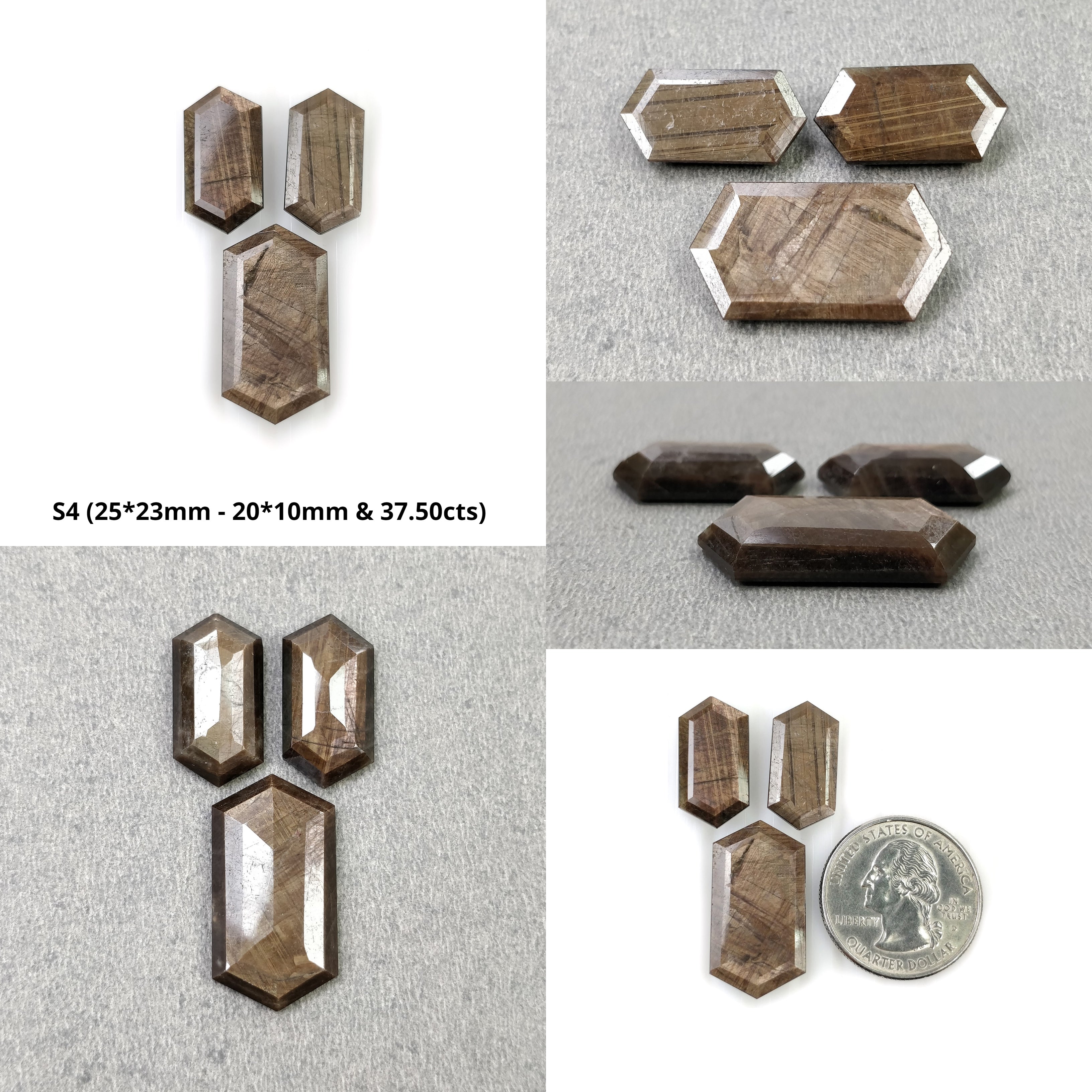 Natural Untreated Golden Brown Chocolate Sapphire Gemstone - Hexagon Shape Normal Cut (3pcs) | Jewelry Making, Engagement Rings & Unique Gift Ideas