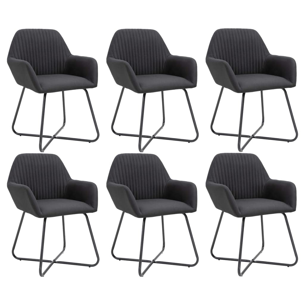 6-Piece Black Fabric Dining Chairs Set - Modern Comfortable Kitchen Chairs for Dining Room, Living Room, Bedroom & Restaurant Use