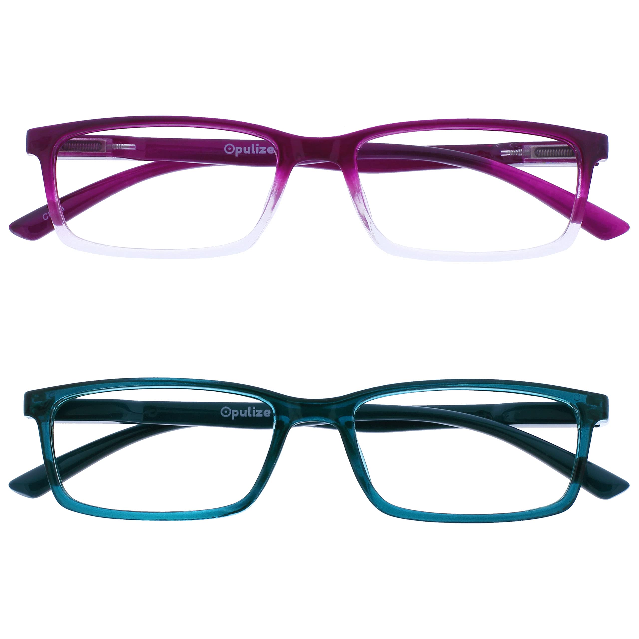 Blue Light Blocking Reading Glasses - OPULIZE Narrow Frame Spring Hinge Computer Glasses for Men & Women | Reduce Eye Strain, Improve Sleep - Perfect for Gaming, Office Work & Screen Time