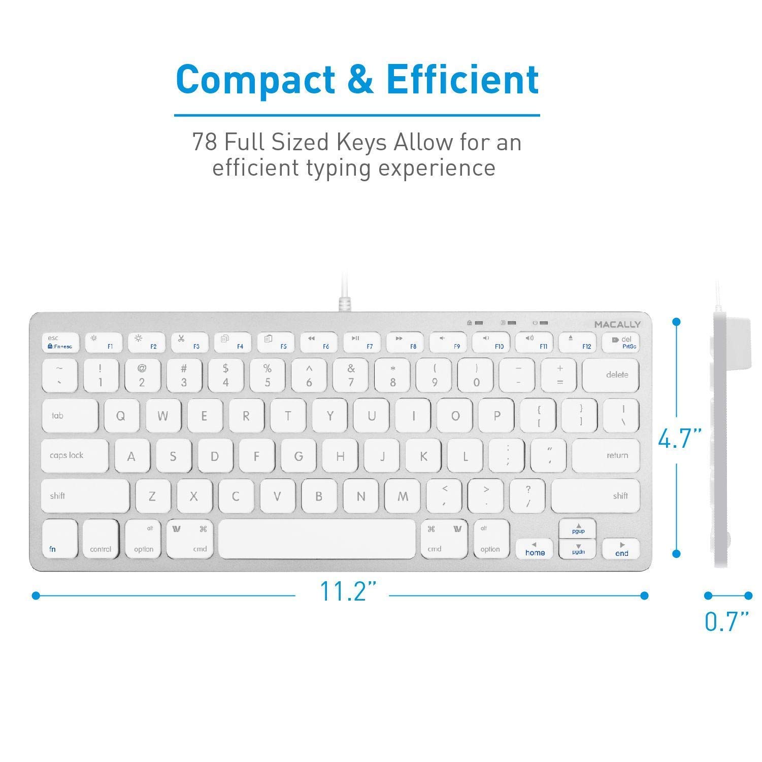 Macally USB C Wired Mouse and Compact QWERTY Keyboard Combo - Ergonomic USB-C Computer Accessories for Laptop, PC, MacBook - Ideal for Office Work, Gaming & Travel