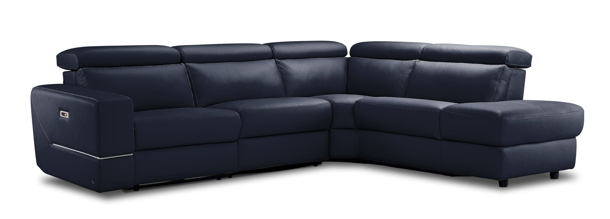 Bianca 3-Piece Power Reclining Sectional Sofa with Right Facing Chaise Lounge - Navy Blue Fabric - Modern Living Room Furniture for Movie Nights & Family Gatherings