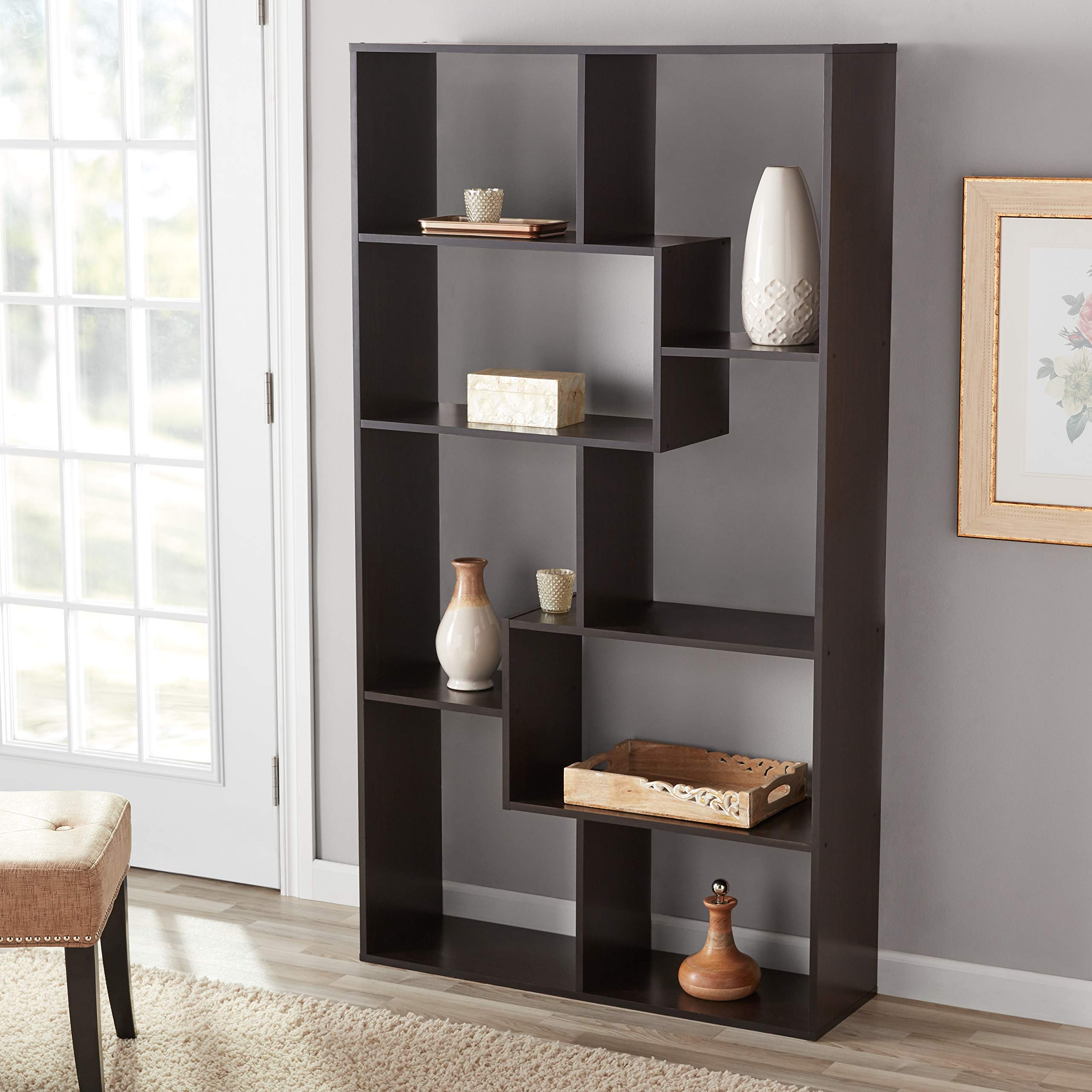 Mainstay 8 Cube Bookcase, Espresso Finish - Modern Storage Shelf for Books, Toys & Decor | Perfect for Living Room, Bedroom or Home Office Organization