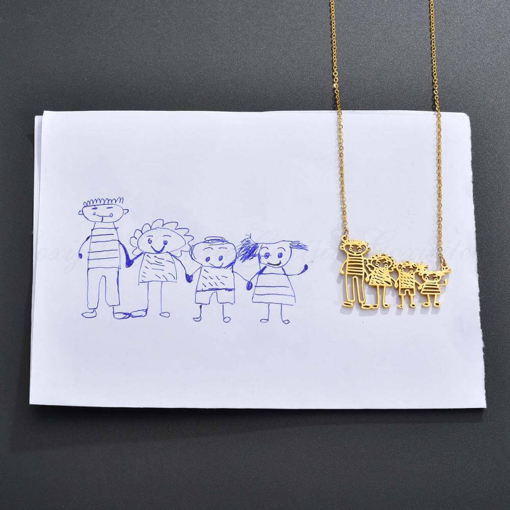 Personalized Hand-Painted Kids Name Necklace - Custom Children's Art Jewelry Gift for Birthdays & Special Occasions | XL893