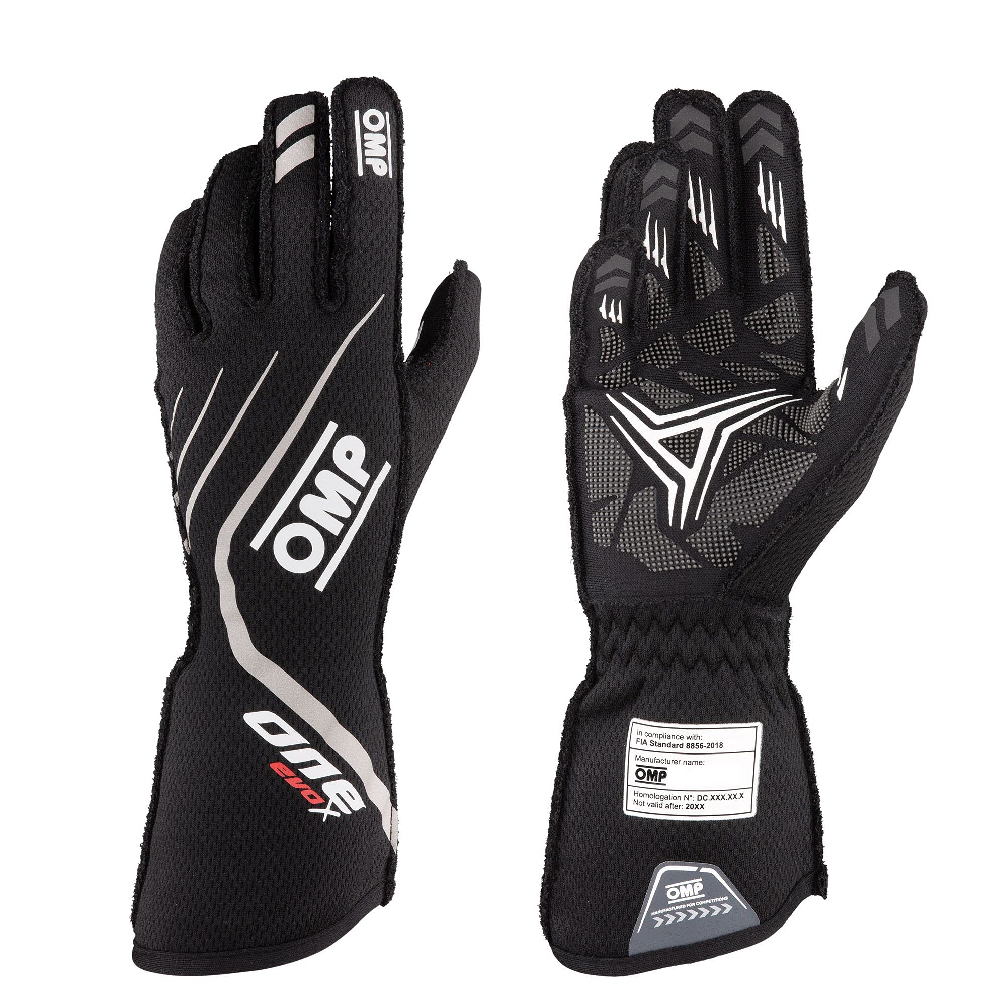 OMP One EVO X Racing Gloves - Black - X-Large Size - Perfect for Karting, Motorsports & Driving Enthusiasts