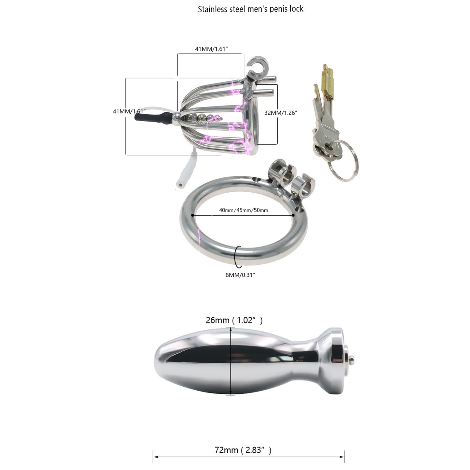 Electric Shock Hollow Chastity Lock Device - Men's Anal Plug Set for BDSM Play & Adult Toys - Perfect for Couples Bondage, Role Play & Sensation Exploration