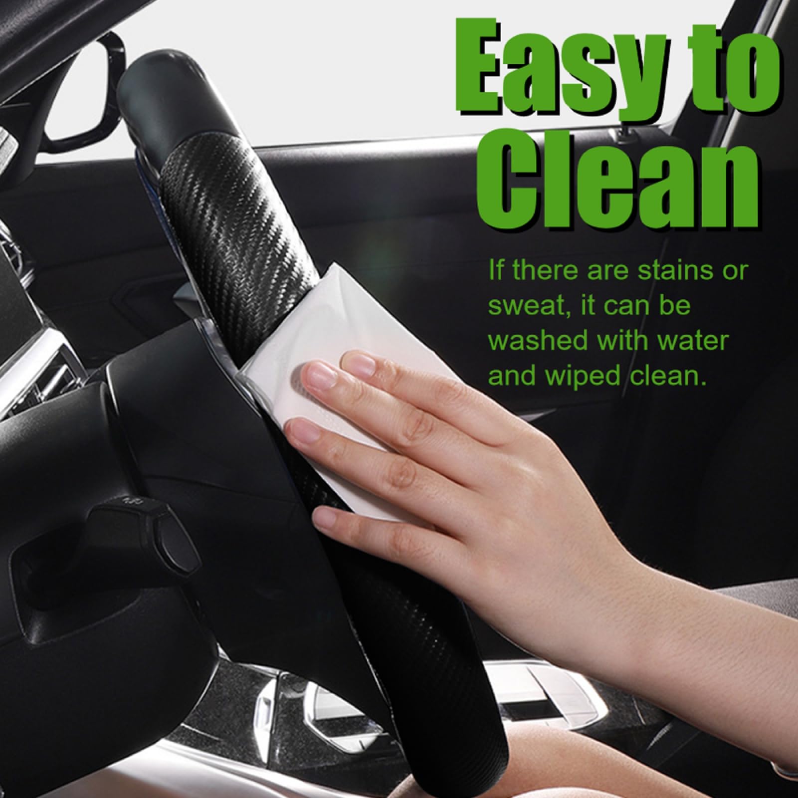 WSSROGY 3-Pack Non-Slip Carbon Fiber Steering Wheel Cover - Universal Fit for Most Cars, Anti-Skid Grip Enhancer (Black) | Perfect for Daily Commuting, Road Trips & Enhanced Driving Comfort