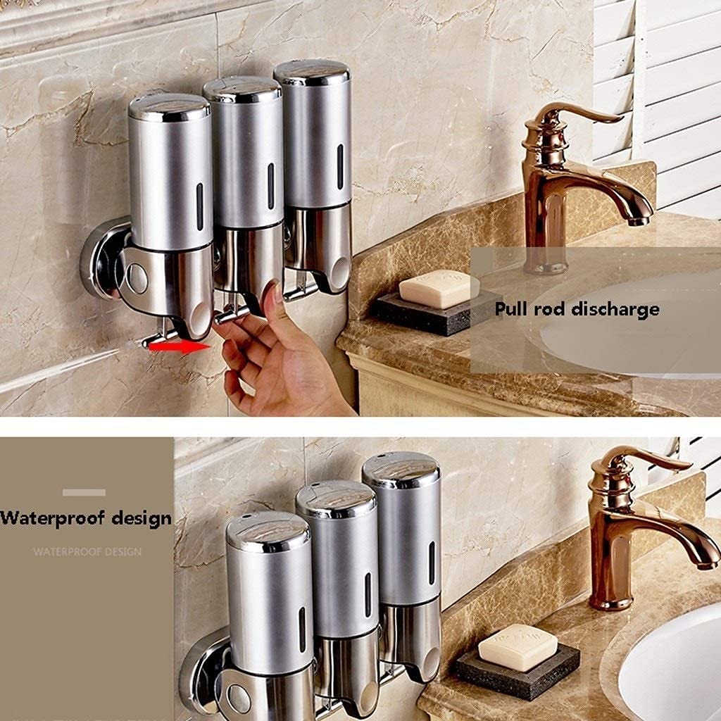 Green Manual Soap Dispenser 500ml x3 - Wall Mounted for Kitchen, Bathroom & Commercial Use - Ideal for Liquid Soap, Shampoo & Gel Dispensing in Restaurants, Hotels & Homes