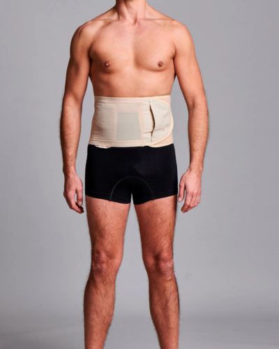 CUI Unisex Anti Roll Mesh Ostomy Hernia Support Belt - 20cm/8inch, XX-Large, Beige, No Opening - Ideal for Post-Surgery Recovery & Daily Comfort