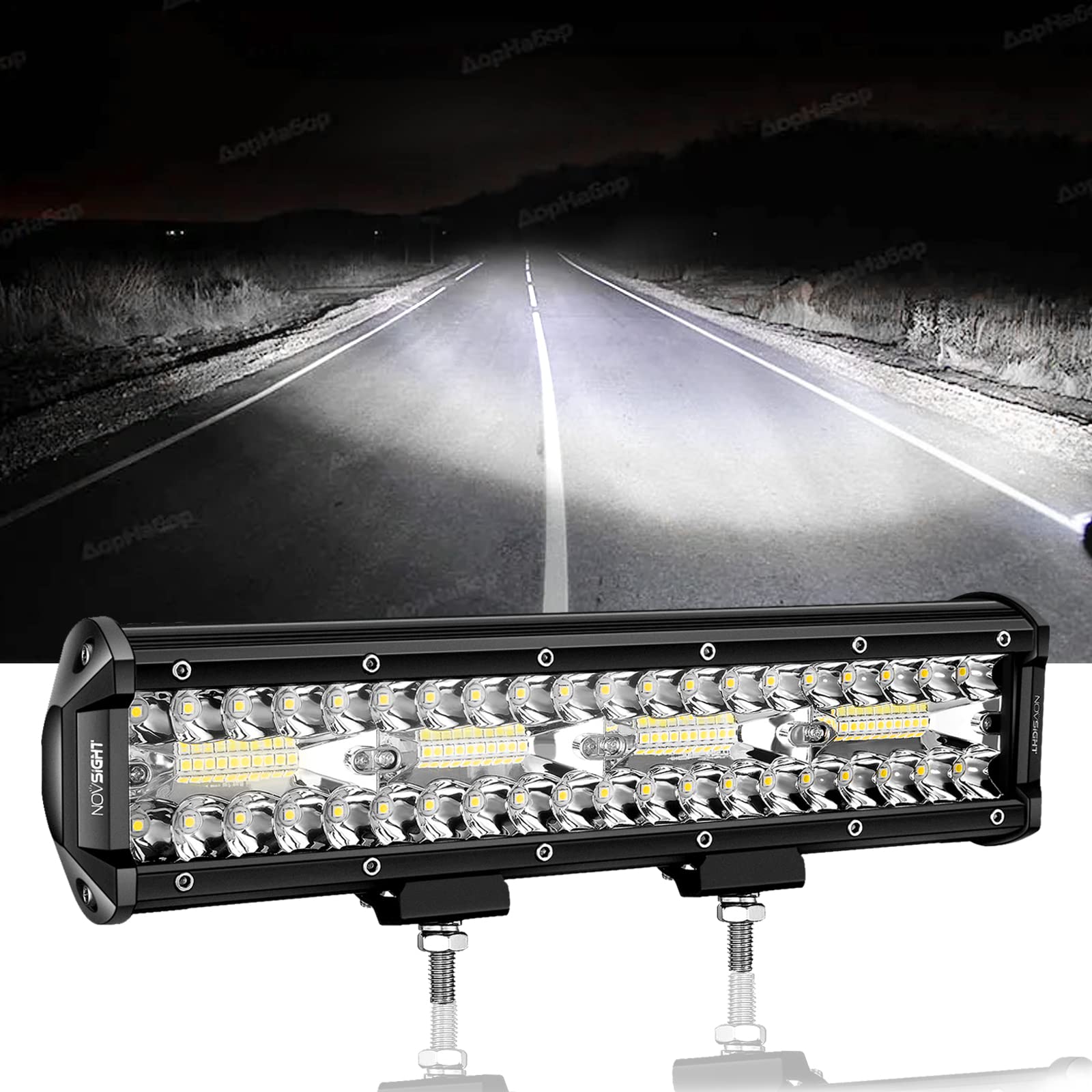 NOVSIGHT 12 Inch 240W 24000LM LED Light Bar - Triple Row Spot Flood Combo Beam Offroad Driving Fog Lights - Waterproof IP68 for Jeep Pickup UTV ATV Truck Roof Bumper - Perfect for Off-Roading, Camping & Night Driving (White)