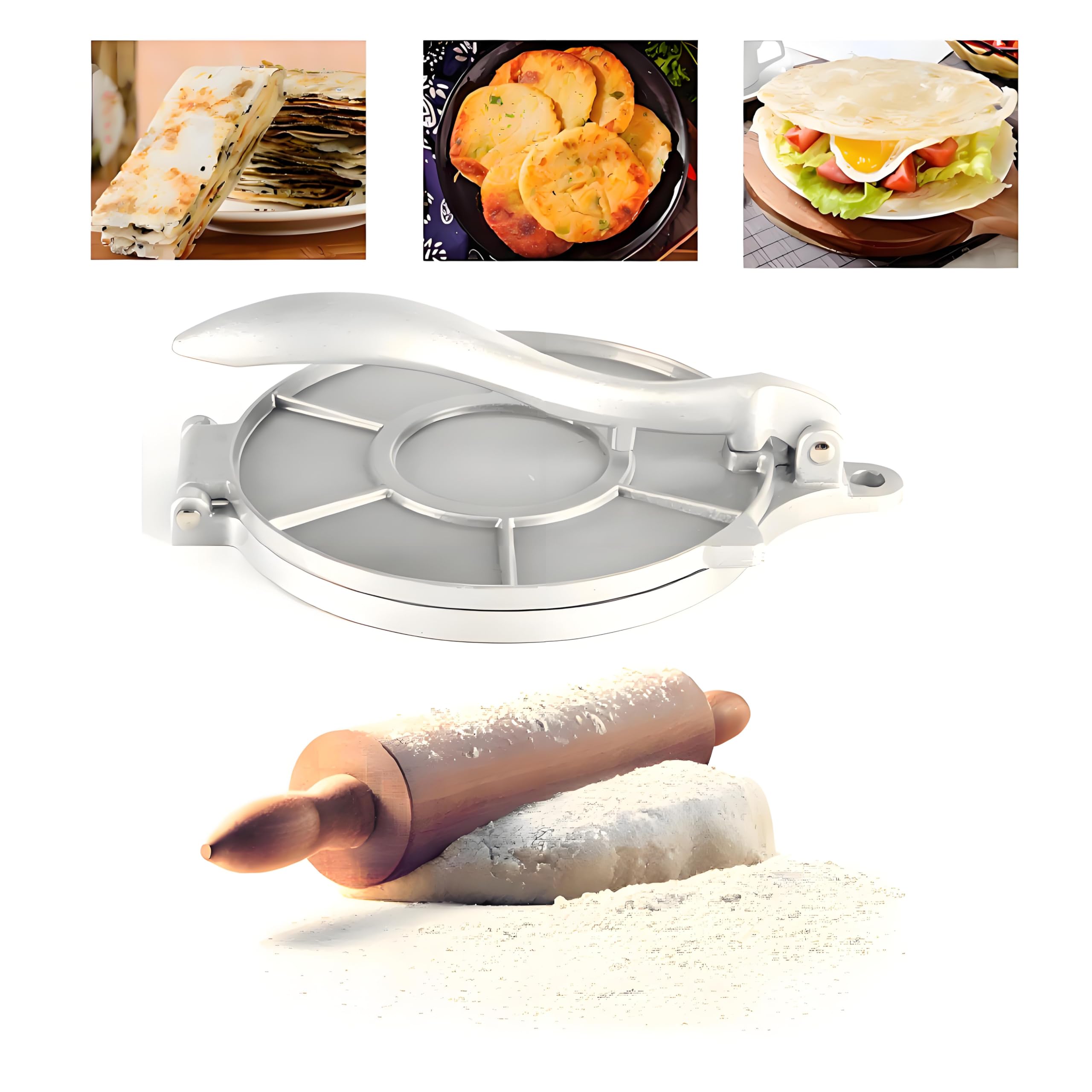 8 Inch Cast Aluminum Pancake Maker & Tortilla Press - Perfect for Homemade Pancakes, Crepes, and Tortillas - Ideal for Breakfast, Brunch, and Mexican Cuisine