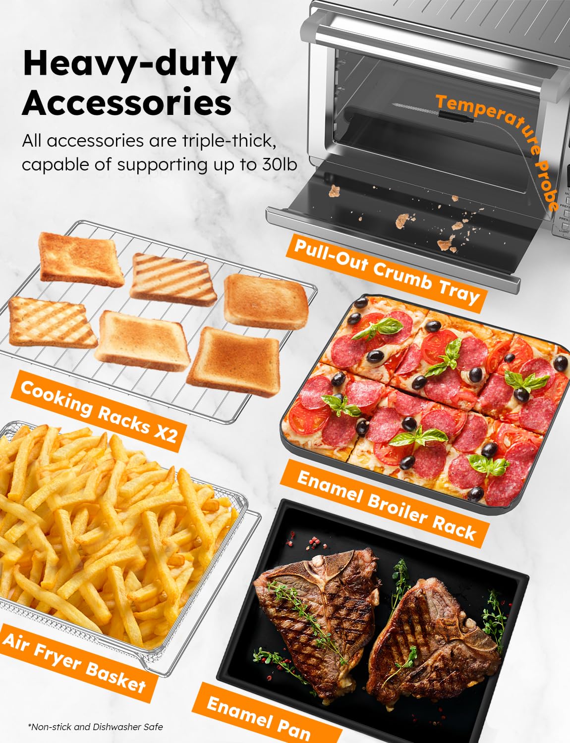 Nuwave Bravo Pro Smart Toaster Oven Countertop - 30QT Stainless Steel Air Fryer Combo with 100% Convection, 112 Presets & Pizza Zones | 35% Crispier, PFAS Free | Perfect for Baking, Roasting & Air Frying in Small Kitchens