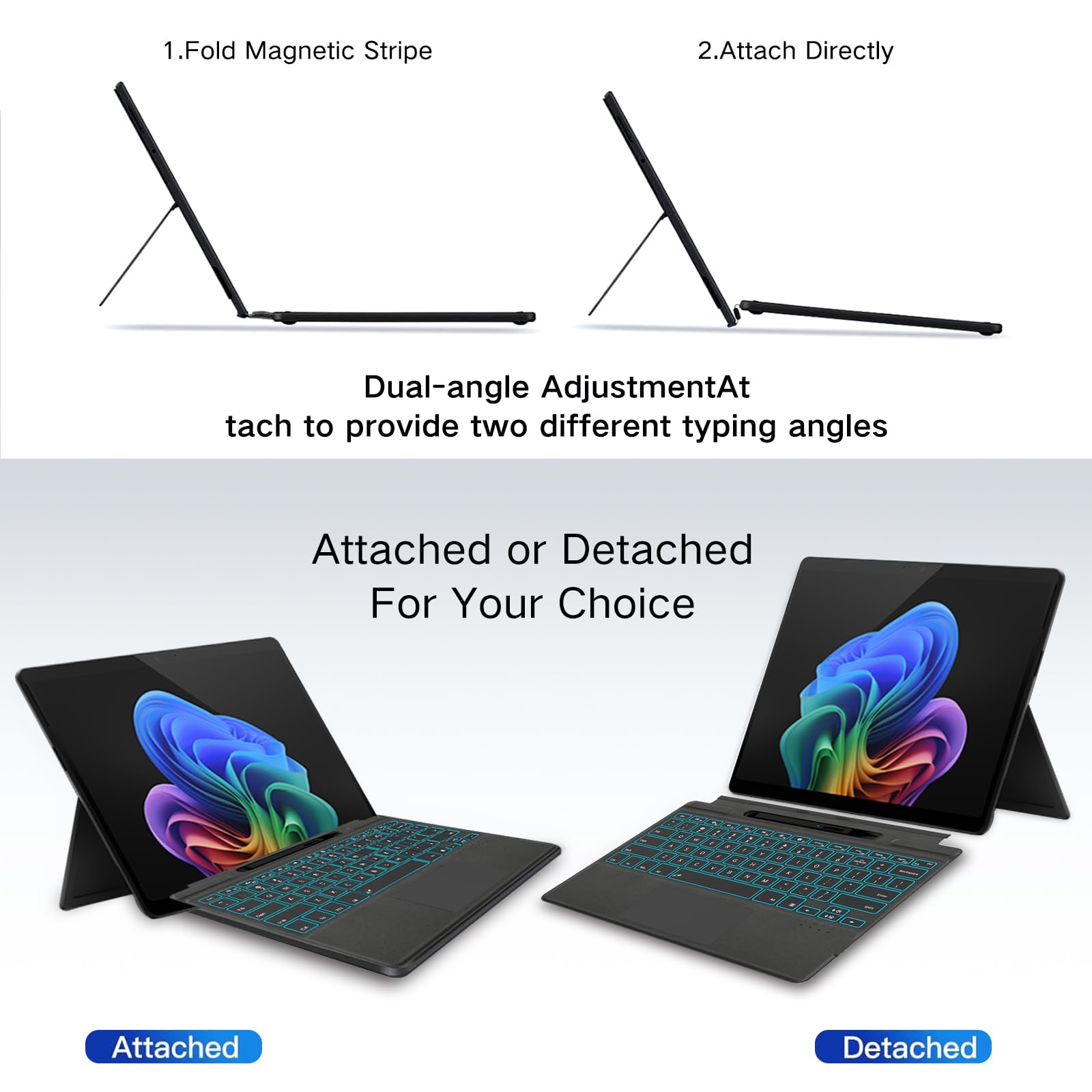 Surface Pro 9 Keyboard with Slim Pen | Bluetooth Wireless Backlit Type Cover | Compatible with Microsoft Surface Pro 9/8/X | 13-inch Laptop Keyboard | Perfect for Work, Study & Creative Projects