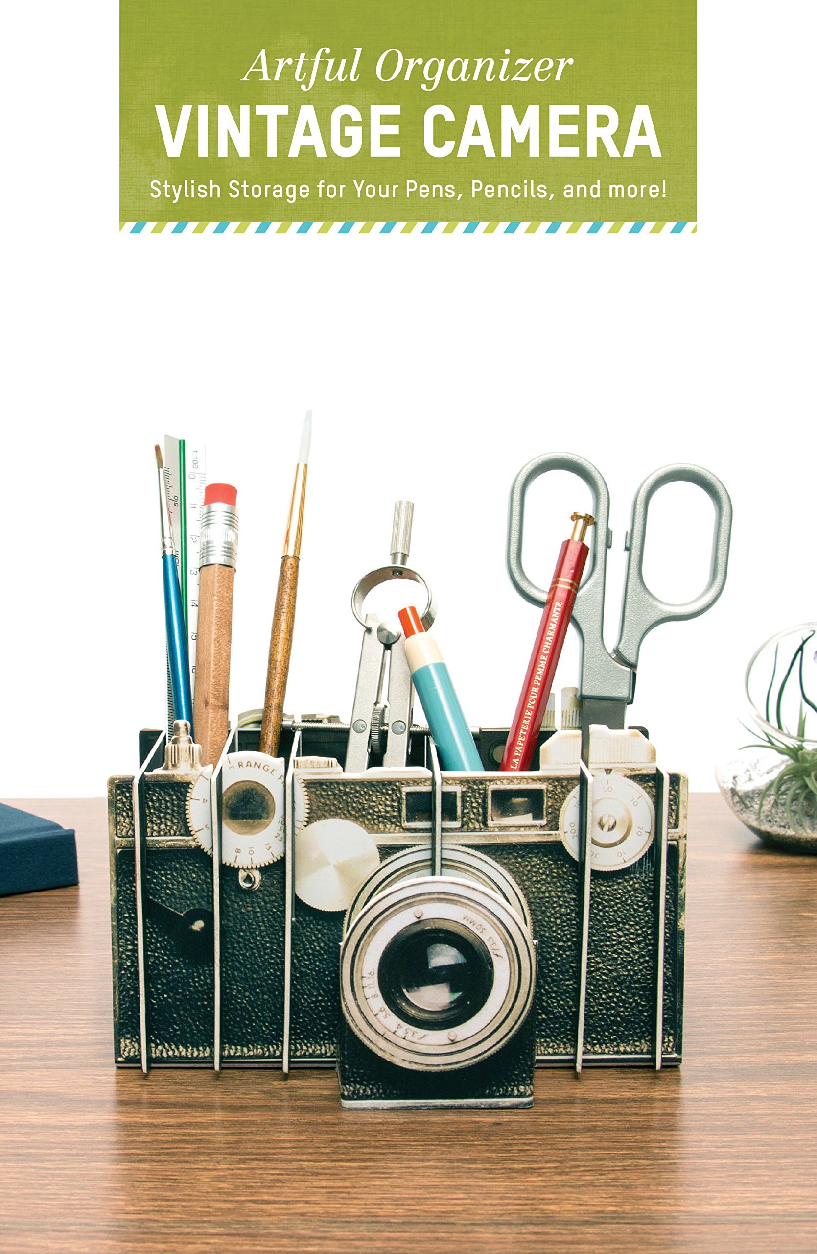 Vintage Camera Pen Holder - Stylish Desk Organizer for Pens, Pencils & Office Supplies | Cute Modern Desktop Storage | Perfect for Home Office, Study & Workspace Decor (1EA)