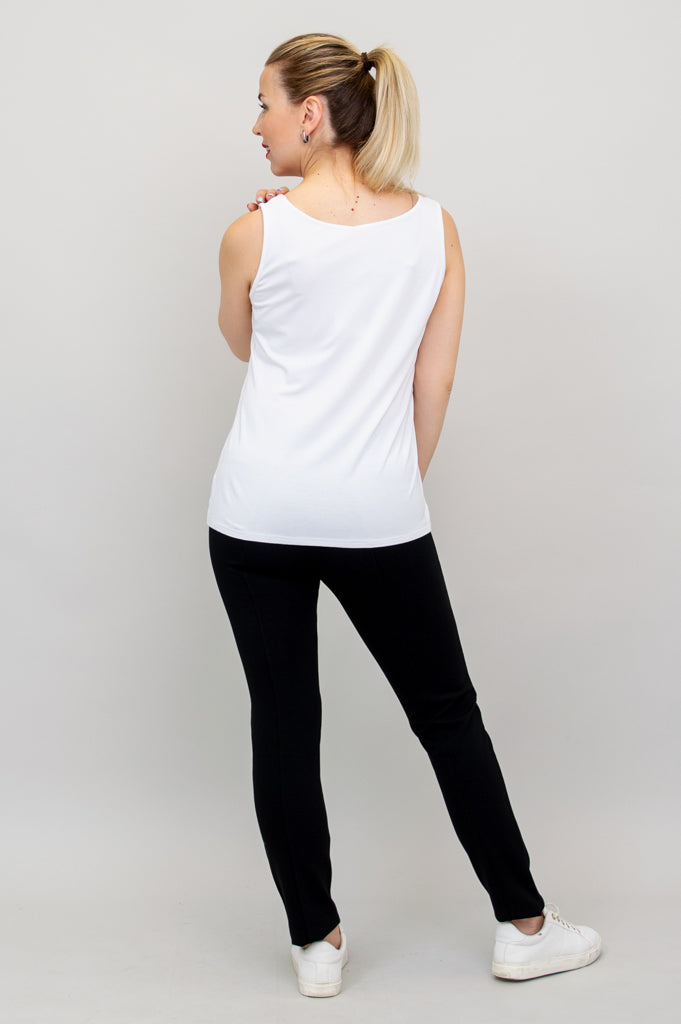 Avalon White Bamboo Tank Top - Women's Soft Breathable Casual Shirt for Summer, Yoga, and Outdoor Activities