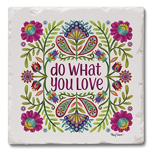 Natural Absorbent Stone Tumbled Tile Coasters Set of 4 - Perfect for Protecting Tables from Hot & Cold Drinks - Ideal for Home, Office, and Restaurant Use
