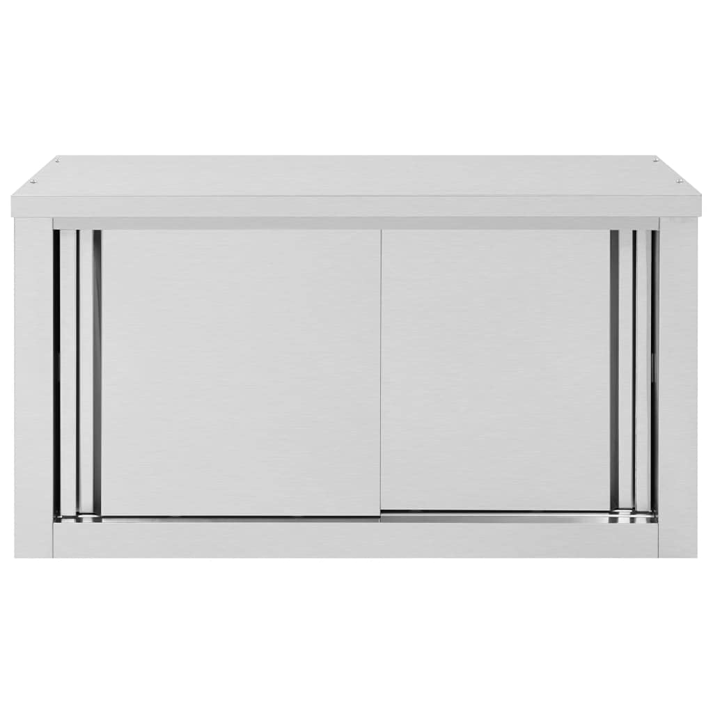 Stainless Steel Wall Cabinet with Sliding Doors - 35.4