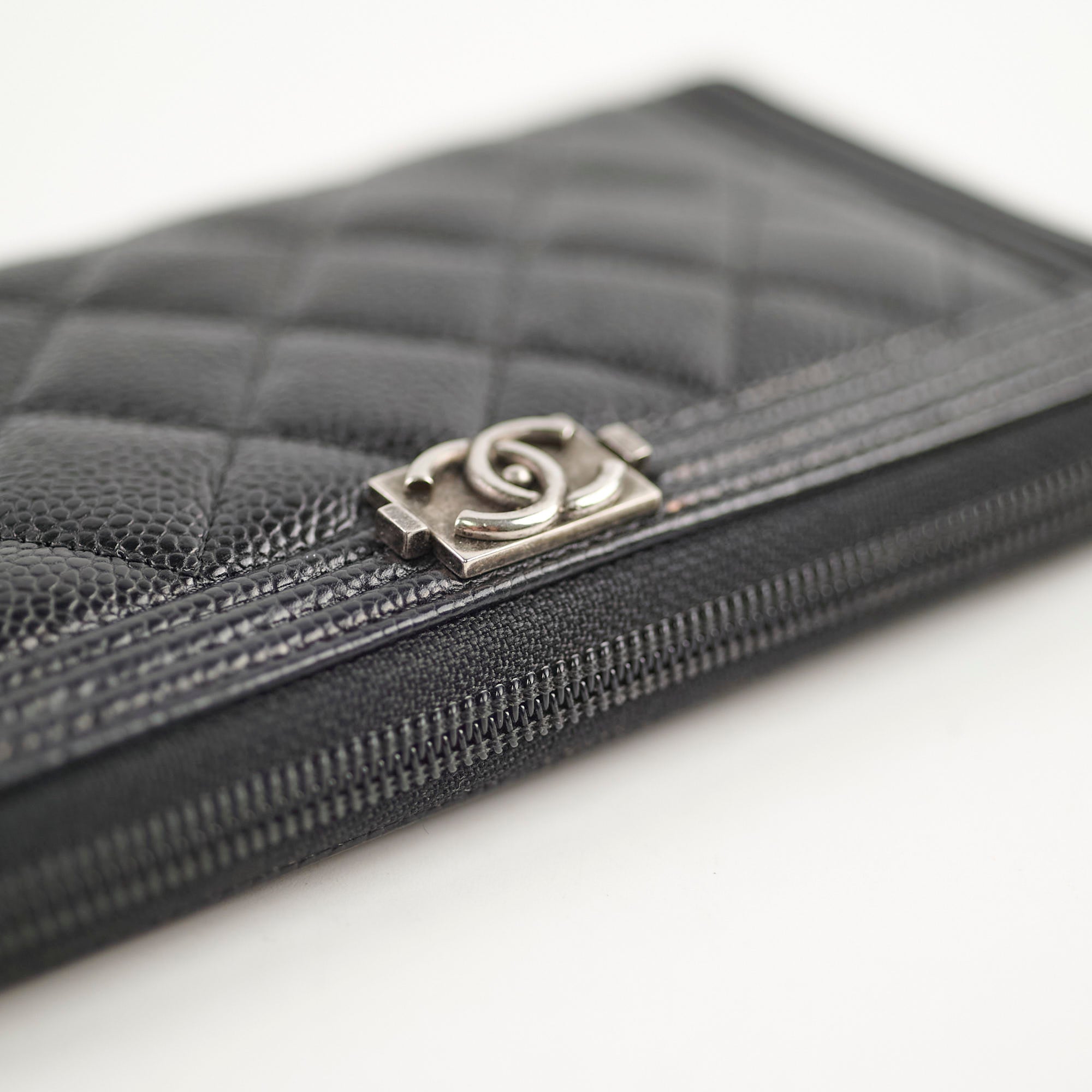 Chanel Boy Caviar Leather Long Wallet for Women - Black Luxury Designer Clutch with Card Slots - Perfect for Everyday Use, Parties & Special Occasions