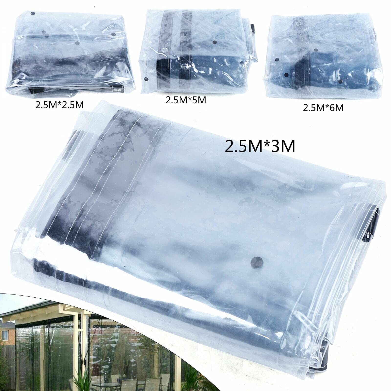 Clear PVC Vinyl Tarps Waterproof - Heavy Duty 8x16FT (2.5x5m) for Tents, Awnings, Canopy & Outdoor Protection - Perfect for Camping, Construction, and Weatherproofing