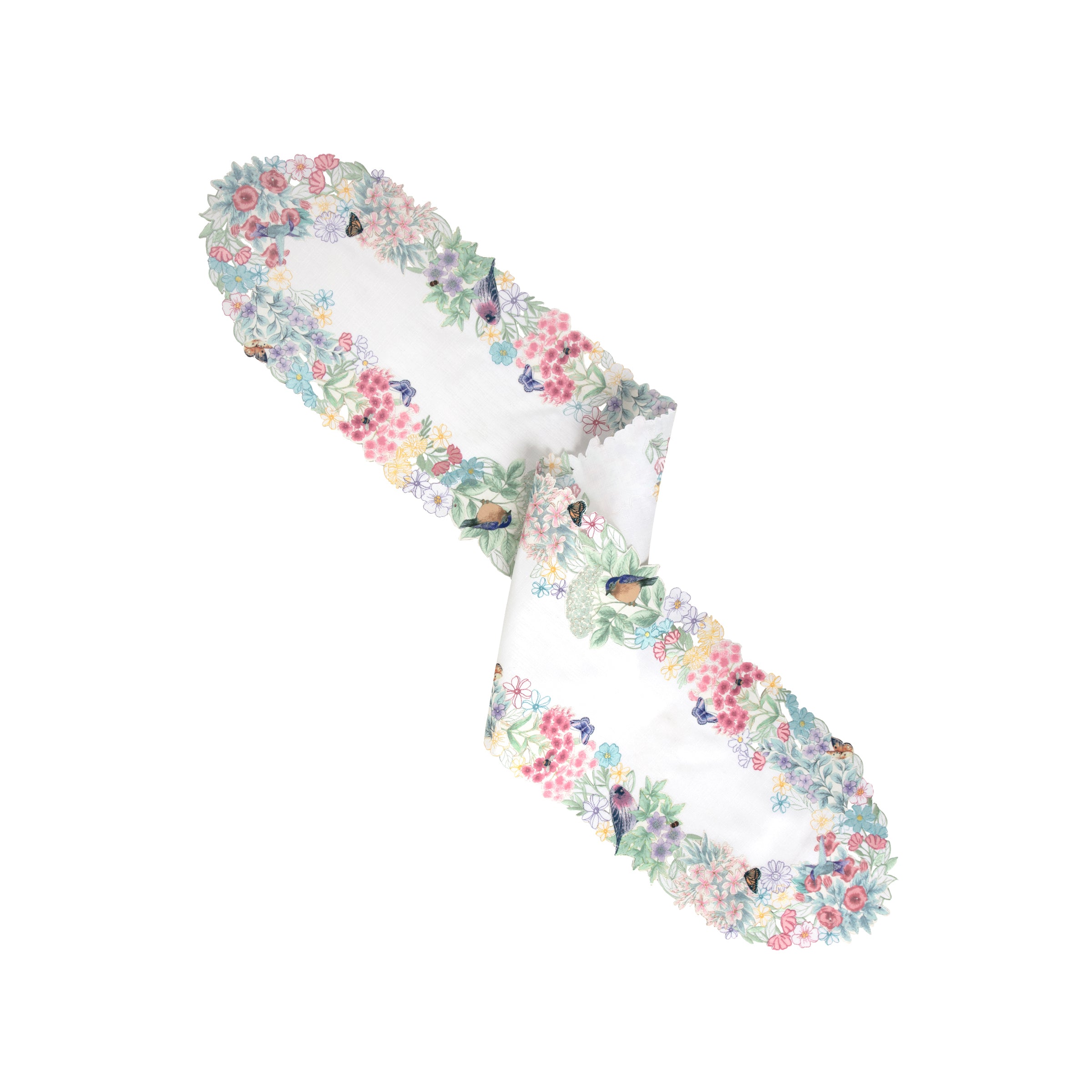 Butterfly Meadow Floral Table Runner - Elegant Spring Home Decor for Dining Table, Wedding, Party & Special Occasions