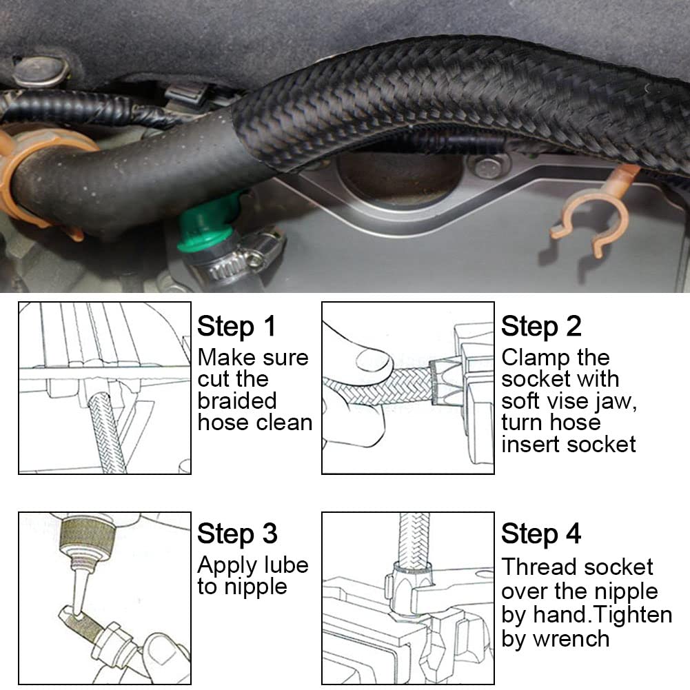 6AN 10ft Stainless Steel Braided Fuel Hose - Gas & Oil Line for Automotive Use