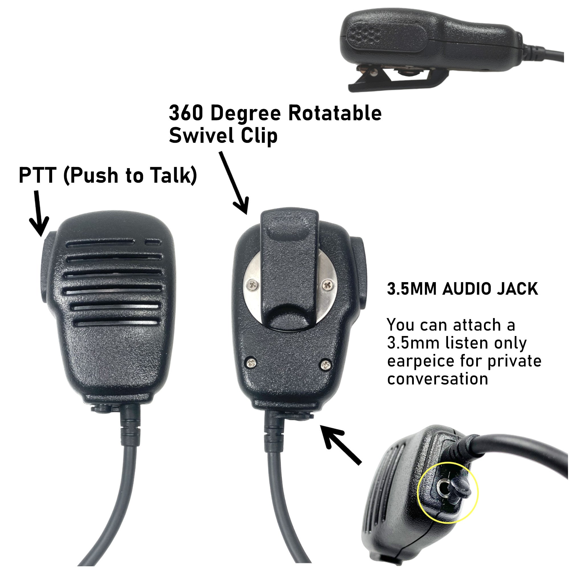 Motorola Two-Way Radio Shoulder Speaker Mic - Compatible with HRM16, R2, BPR40D, BPR40, CP100D, CP200D, CP200, CP185, CLS1410, CLS1110, DLR1060 - 2 Pin Hands-Free Microphone for Clear Communication - Ideal for Construction, Security, and Outdoor Activities
