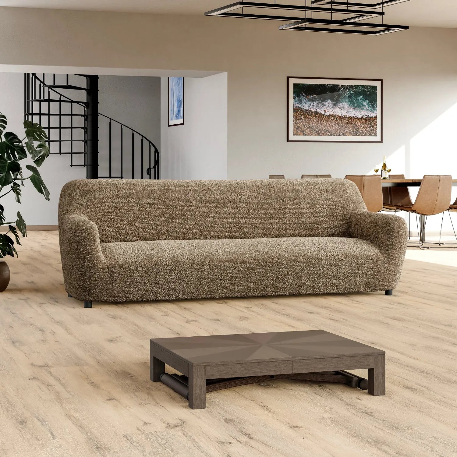 4 Seater Sofa Slipcover - Soft Microfiber Fabric with Stylish Prints - Perfect for Living Room, Family Room & Home Decor