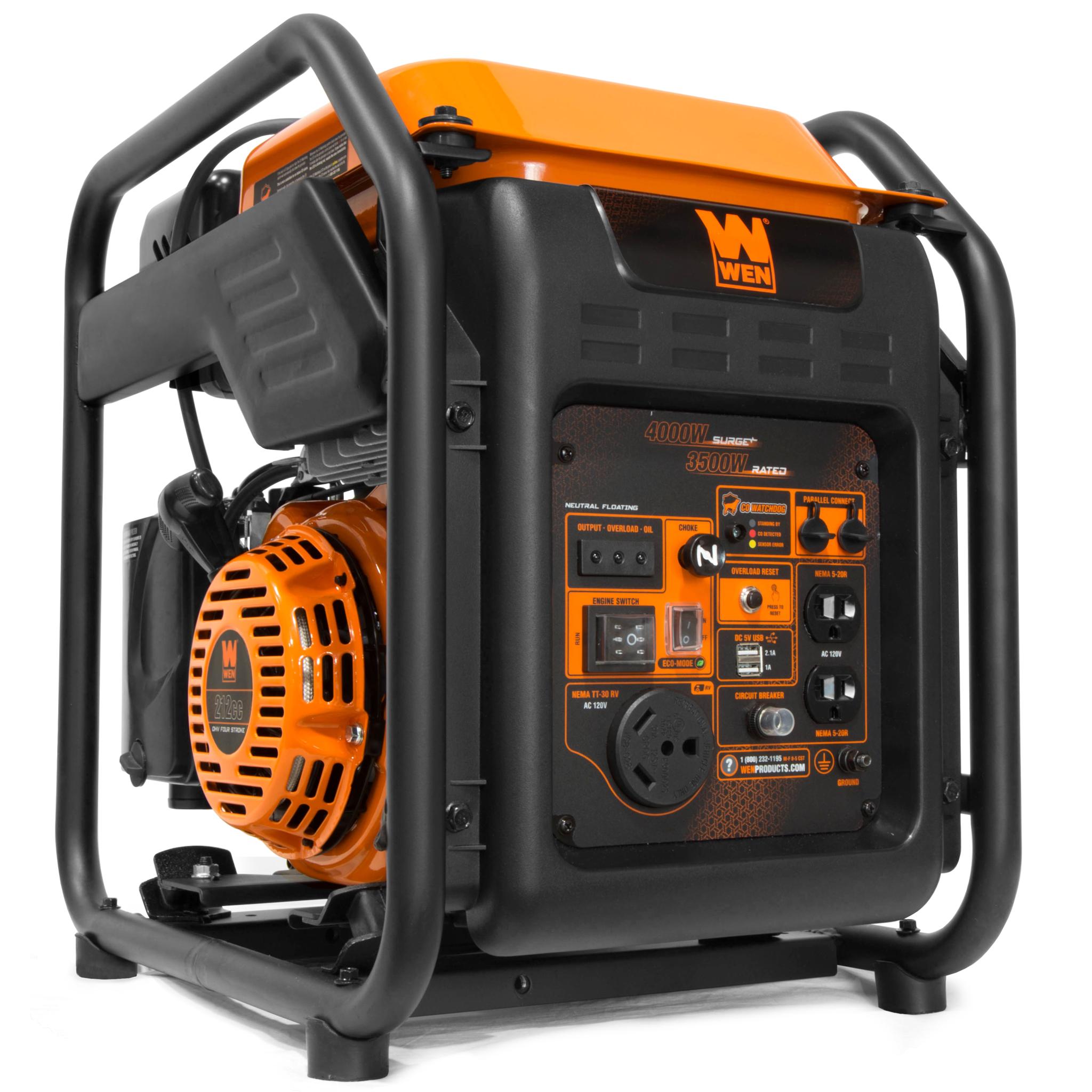 WEN GN400iX 4000W Open Frame Inverter Generator with CO Shutdown Sensor - RV Ready, Camping & Emergency Power Backup