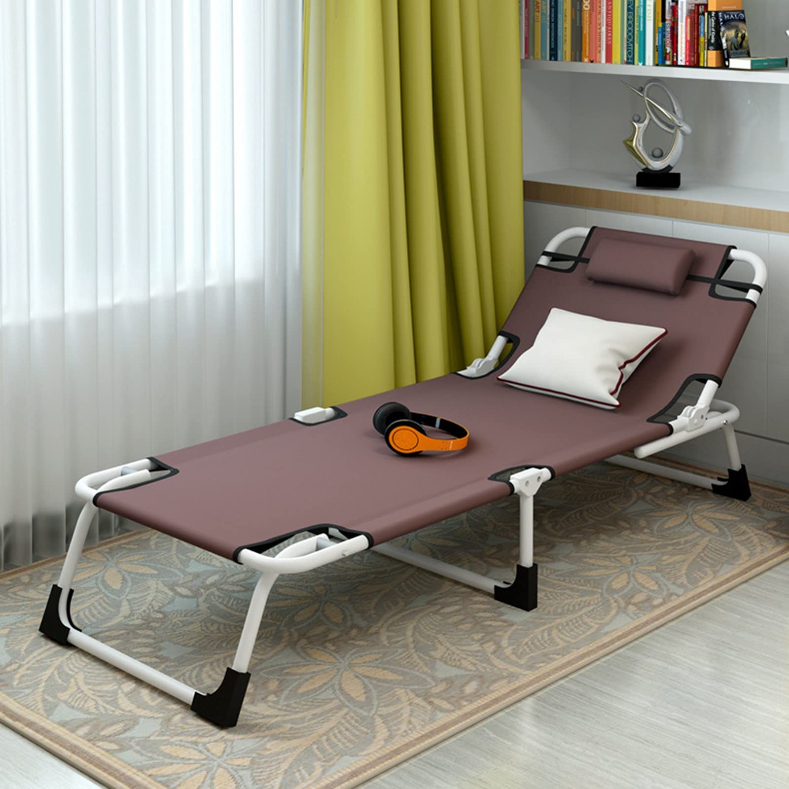Portable Foldable Camping Cot for Adults & Kids - Heavy Duty Collapsible Outdoor Bed with Carry Bag - Perfect for Travel, Beach, Office Nap & Home Use - Durable Brown Foldable Cot (74.8x24.8x13.19in) - Great Gift for Mom & Massage Relaxation