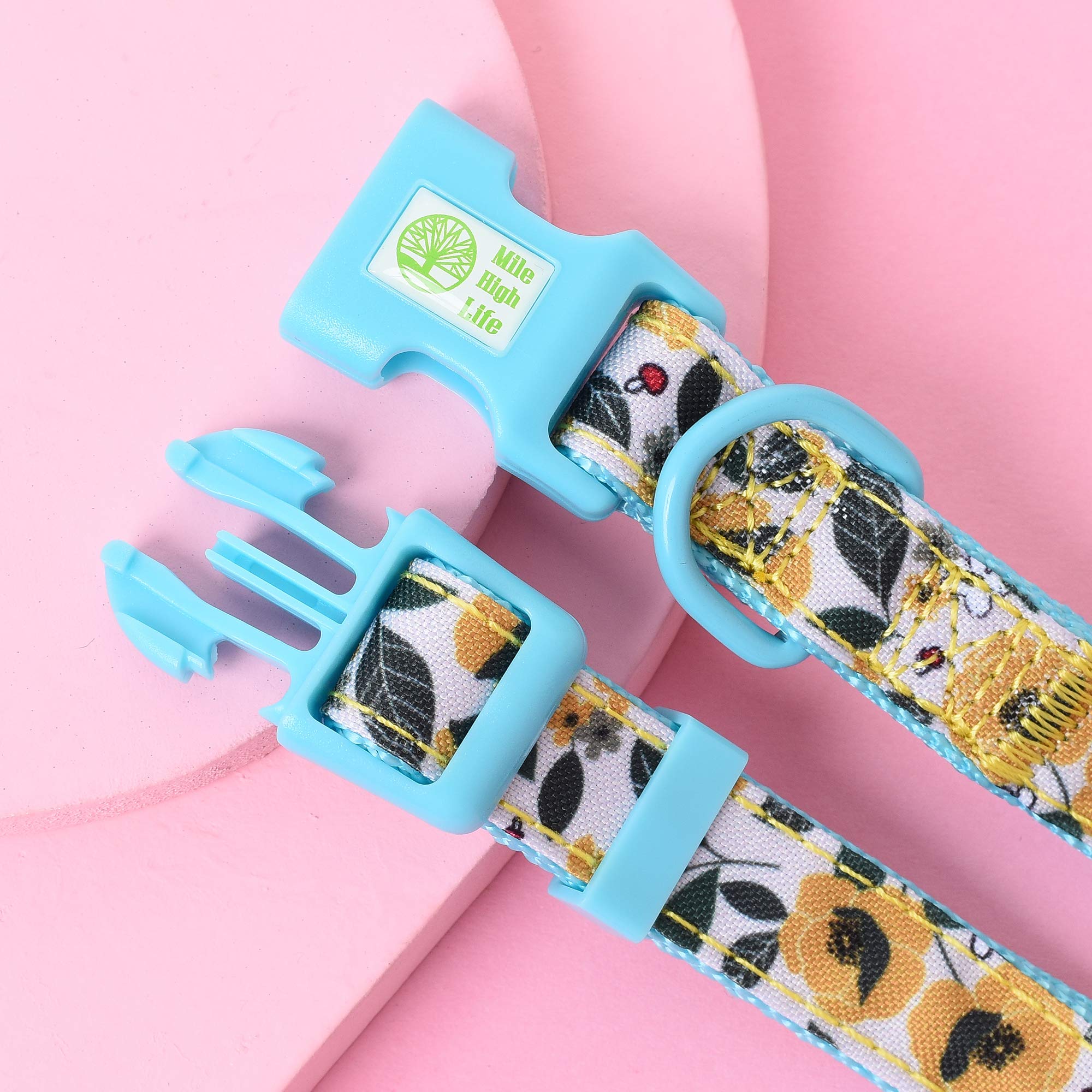 Mile High Life Cute Lightweight Soft Poly Cotton Dog Collar for Small Dogs - Flower & Fruit Pattern (Bindweed, Size S) | Perfect for Daily Walks, Outdoor Adventures & Stylish Pet Fashion