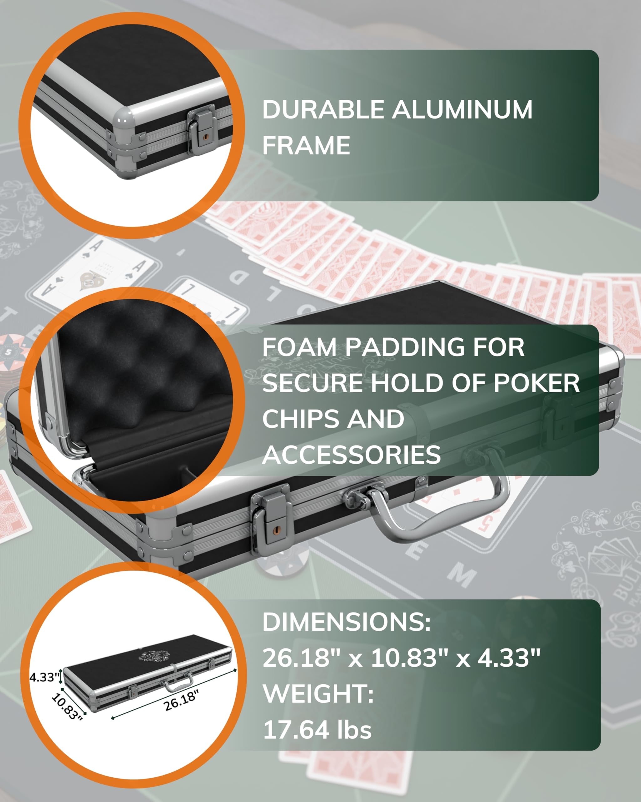 Bullet Playing Cards Set - Premium Christopher Poker Kit with 500 Plastic Casino Chips & Case - Perfect for Poker Nights, Casino Parties, and Home Game Entertainment