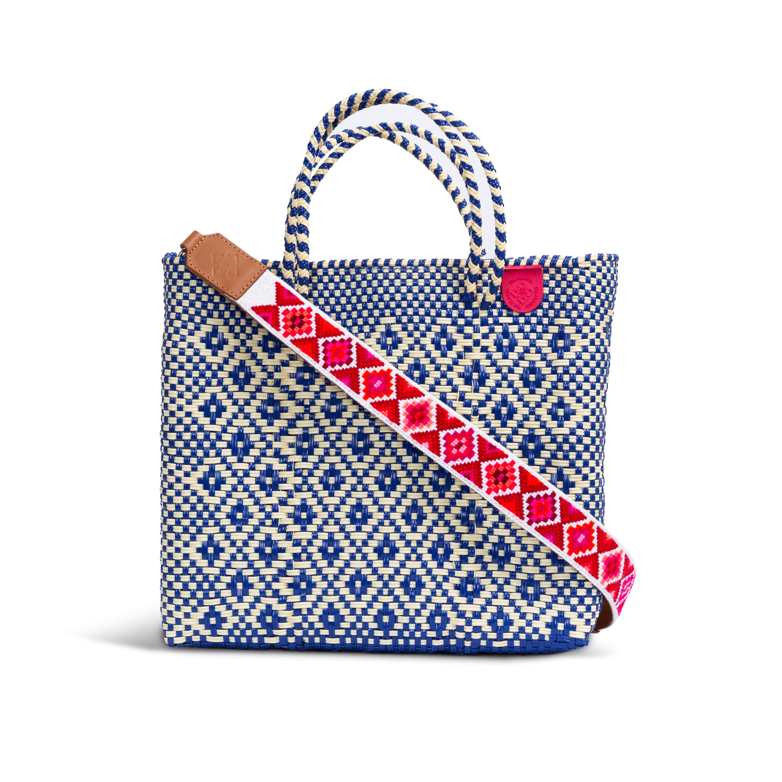 Eco-Friendly Large Woven Crossbody Bag with Adjustable Strap - Handmade Recycled Plastic Tote Purse for Women | Mexican Style Summer Beach Bag, Work Bag & Travel Accessory
