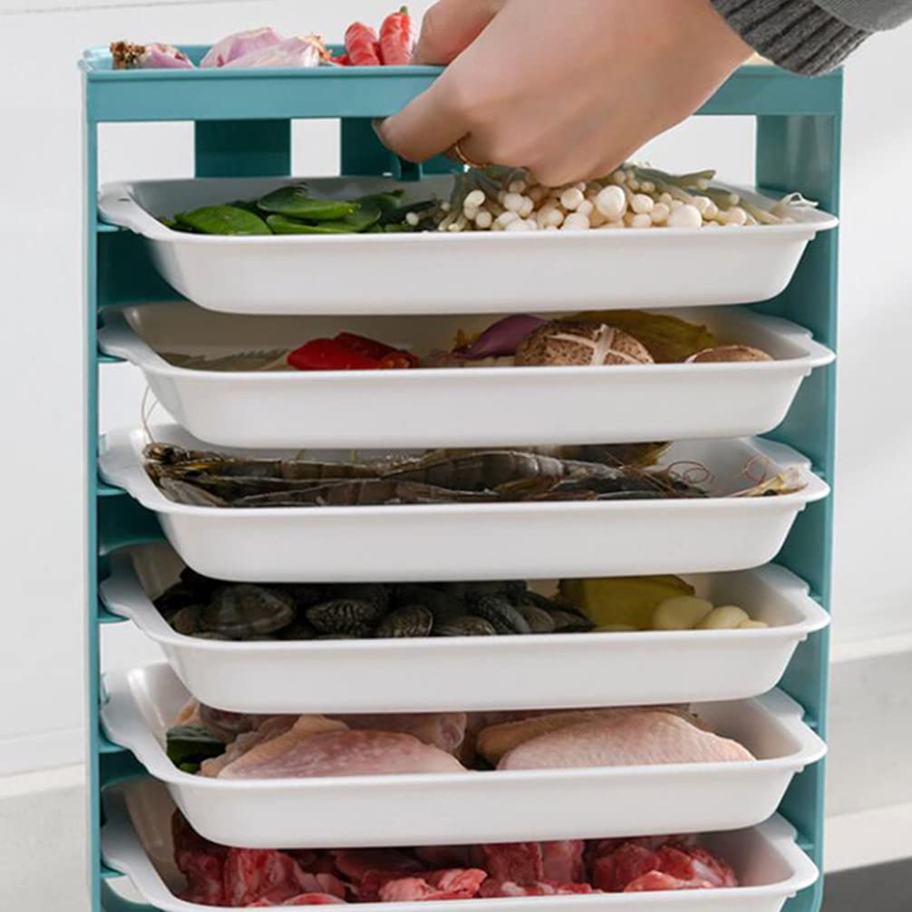 DOITOOL Wall Mounted Food Prep Tray - Multilayer Plastic Storage Shelves for Cooking, Hot Pot, Grilling & Barbecue - Space Saving Kitchen Organizer for Plates, Dishes & Utensils - Perfect for Small Kitchens, Camping & Outdoor Cooking